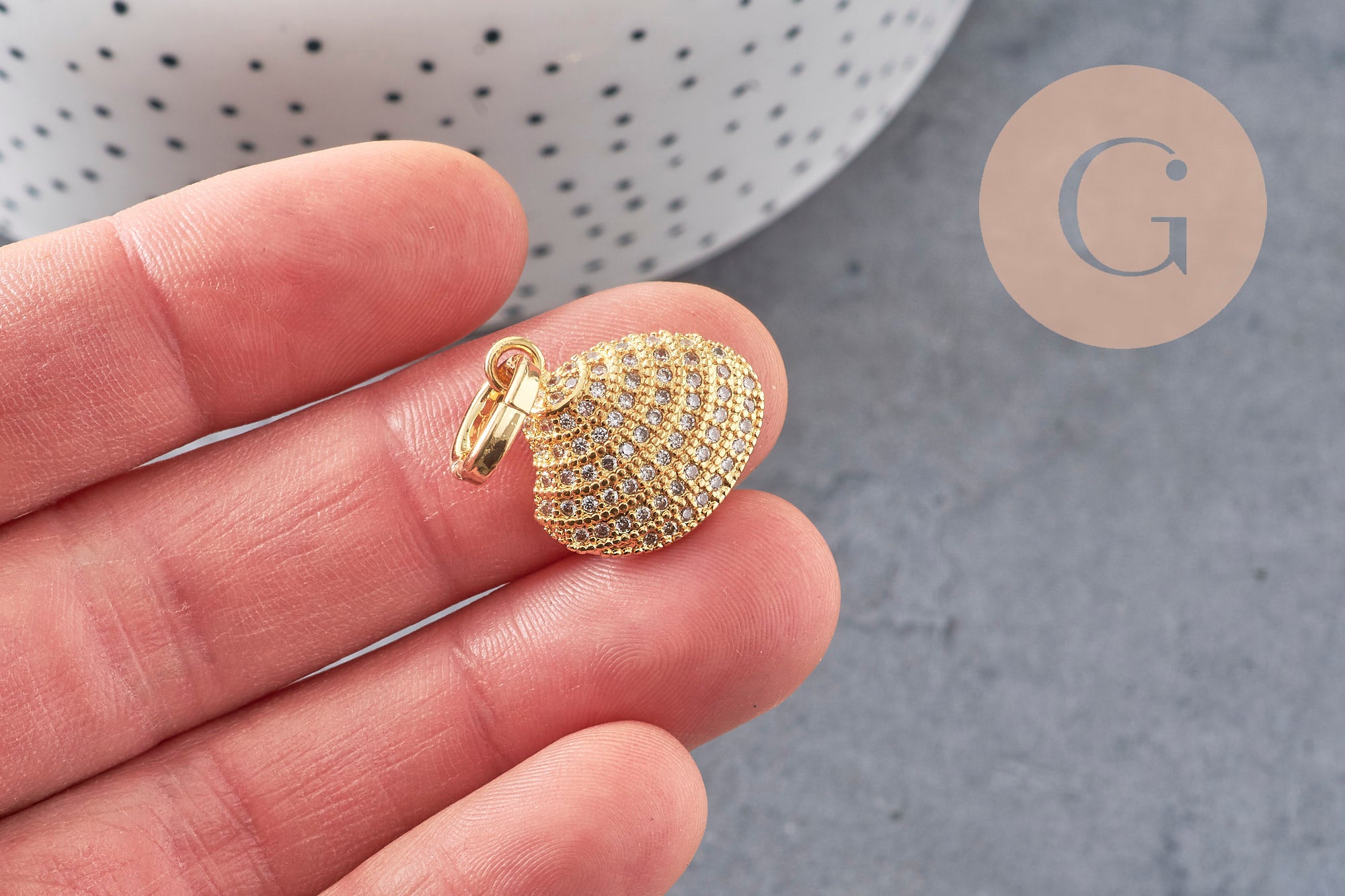 Gingerlily Pendentifs DIY pendentif coquillage G9829 laiton doré 20mm