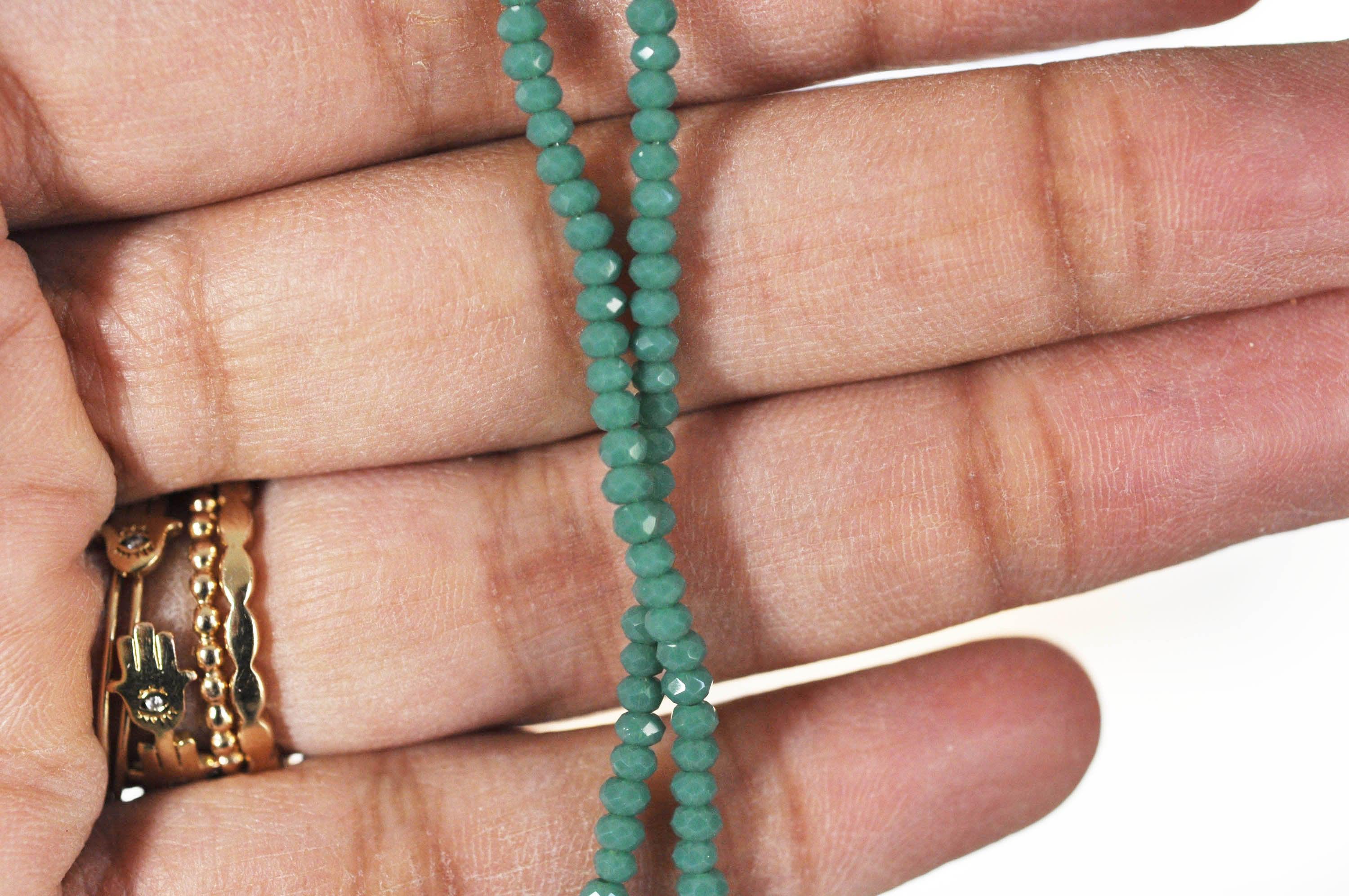 Gingerlily Perles toupies cristal vert émeraude 3mm fil 180