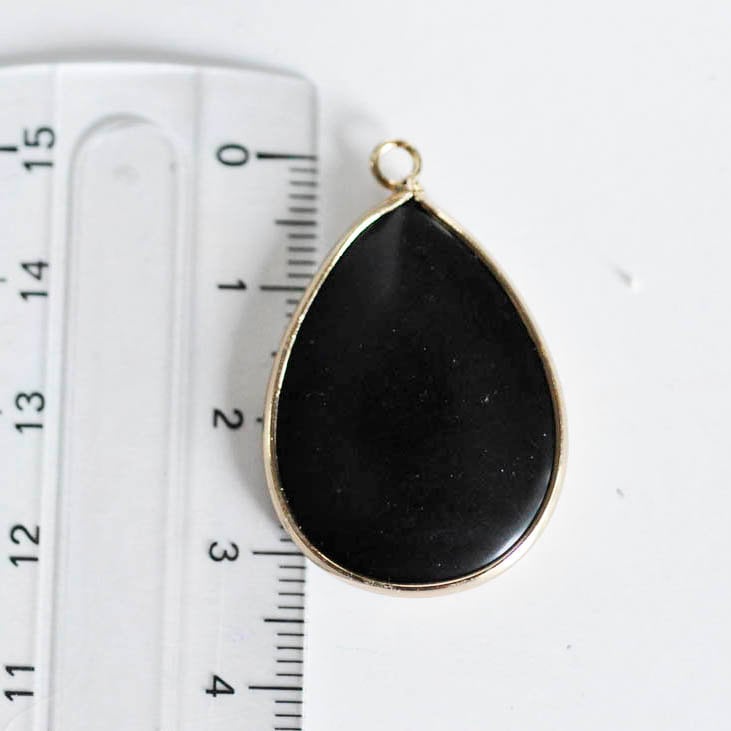 Gingerlily G295 pendentif goutte agate noire doré 35mm