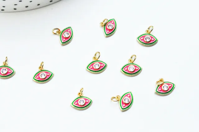 Gingerlily Petit oeil G5018 pendentif doré 13 mm émail x1