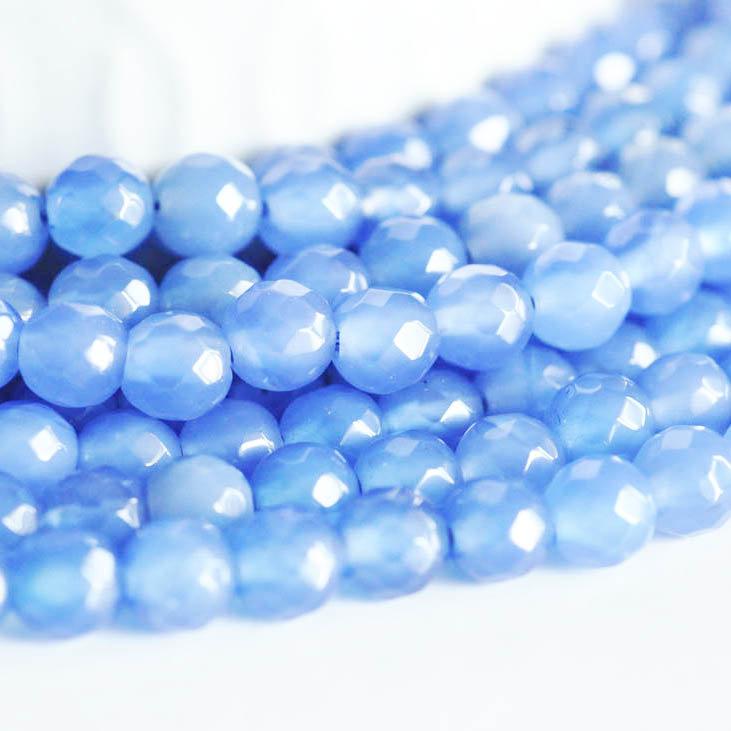 Gingerlily Perle agate bleue G889 facettée 6mm fil 36cm