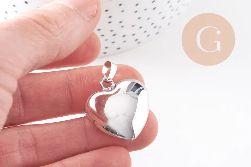 Gingerlily G9889 pendentif bola coeur 26.5mm argent platine
