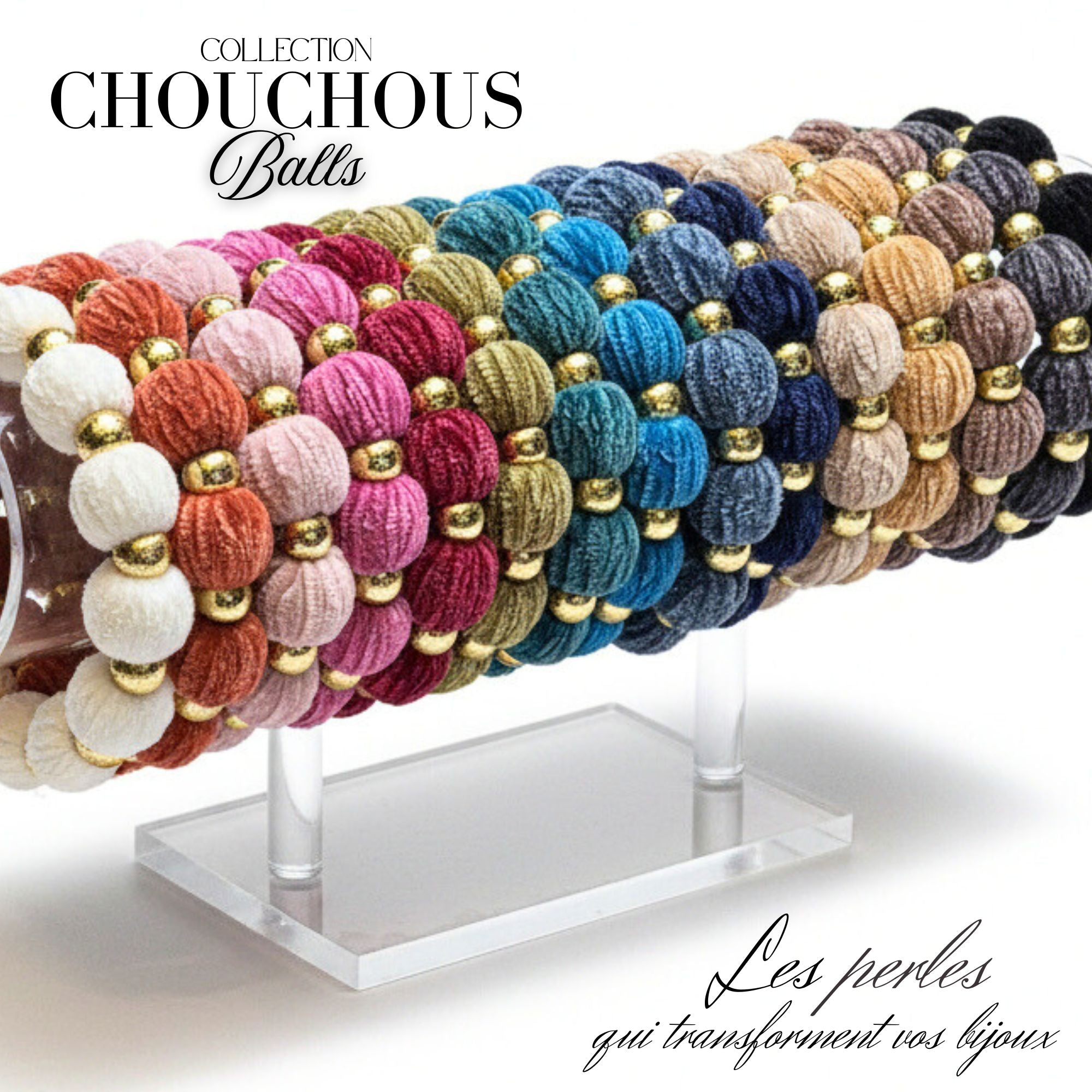 ARTSHOP Chouchou Ball 9 perle velours denim 16 mm