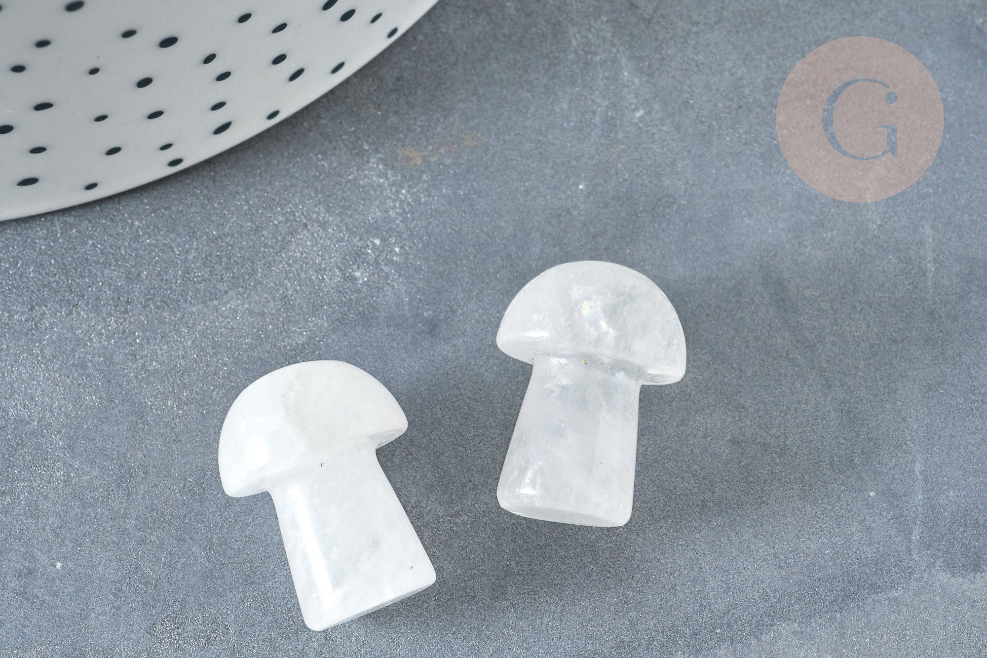 Gingerlily Perles champignon cristal de roche 20mm massage
