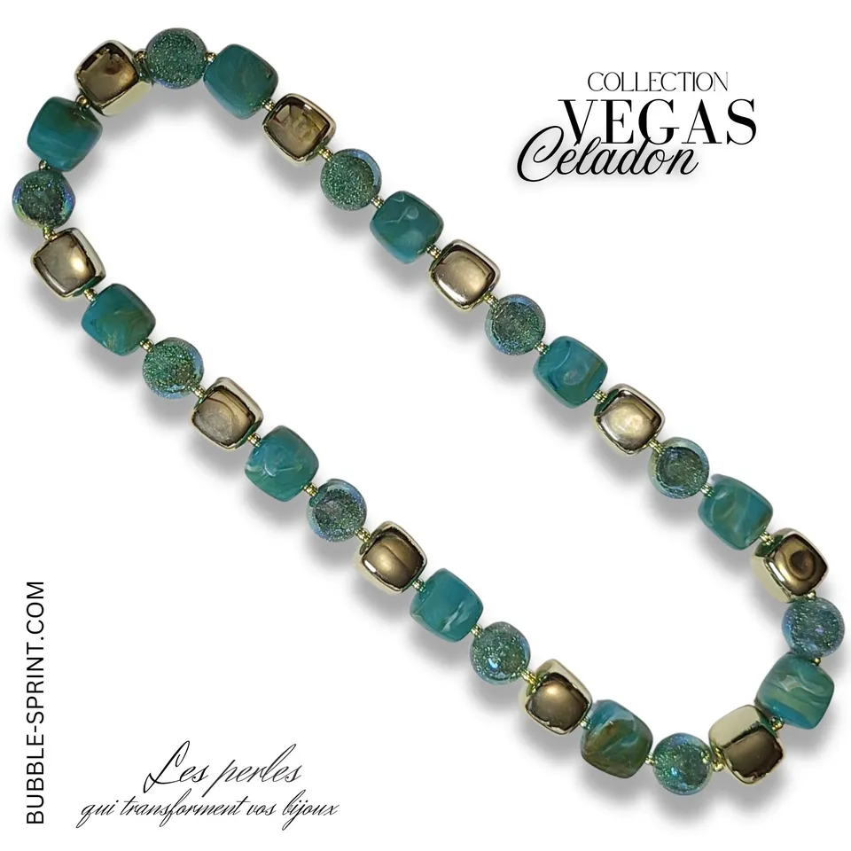 ARTSHOP Prêts-à-porter Vegas collier céladon kit DIY 48cm