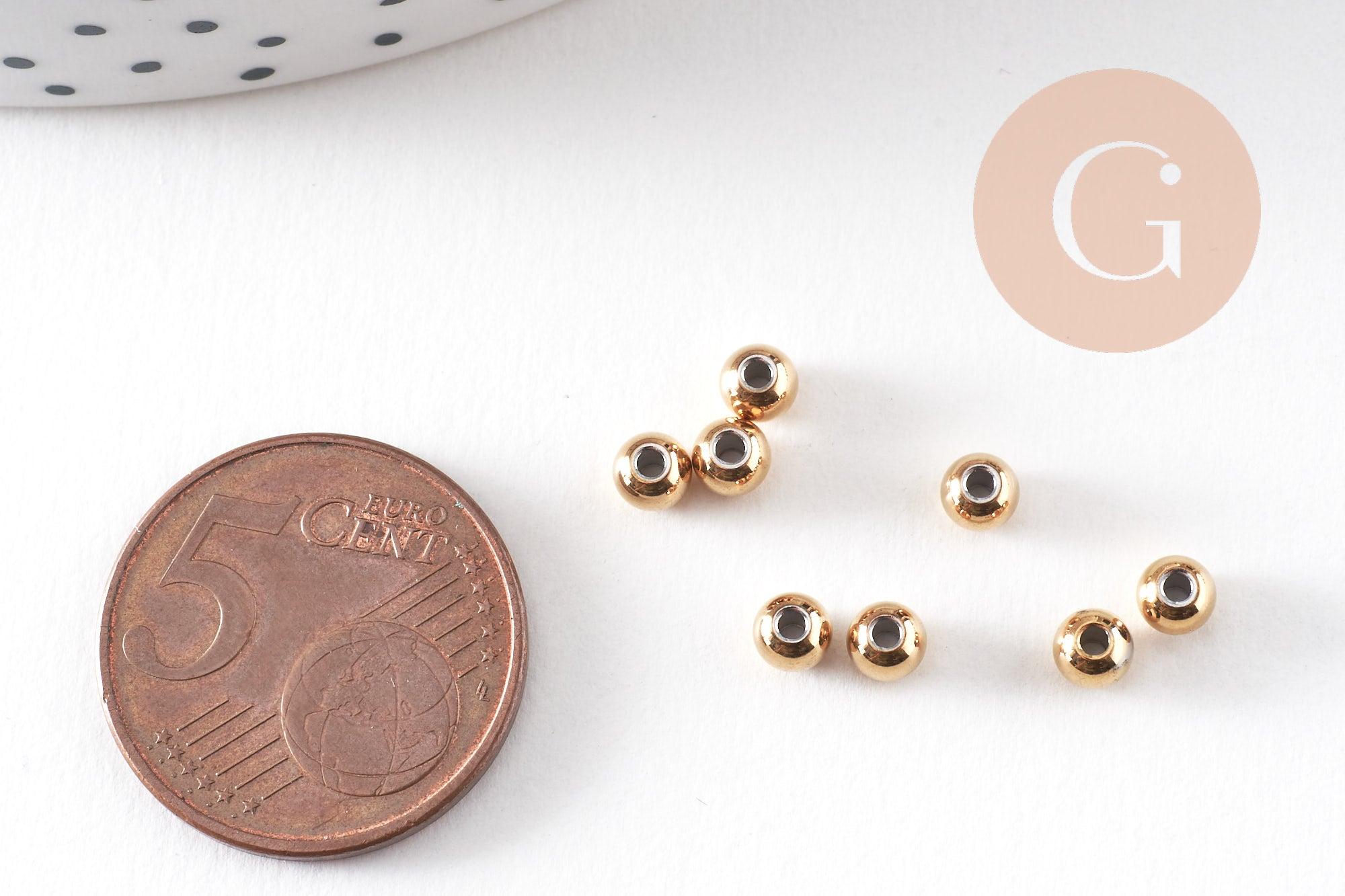 Gingerlily Perles intercalaire 4mm perle acier doré lot de 50