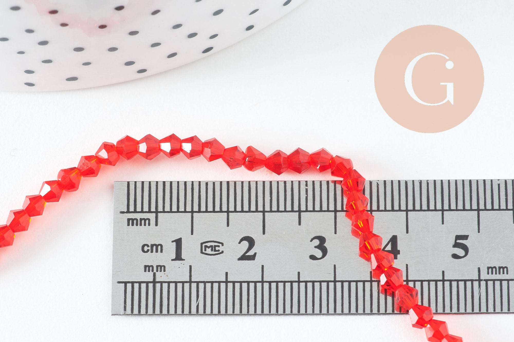 Gingerlily Perles toupies cristal rouge transparent 3,5mm fil