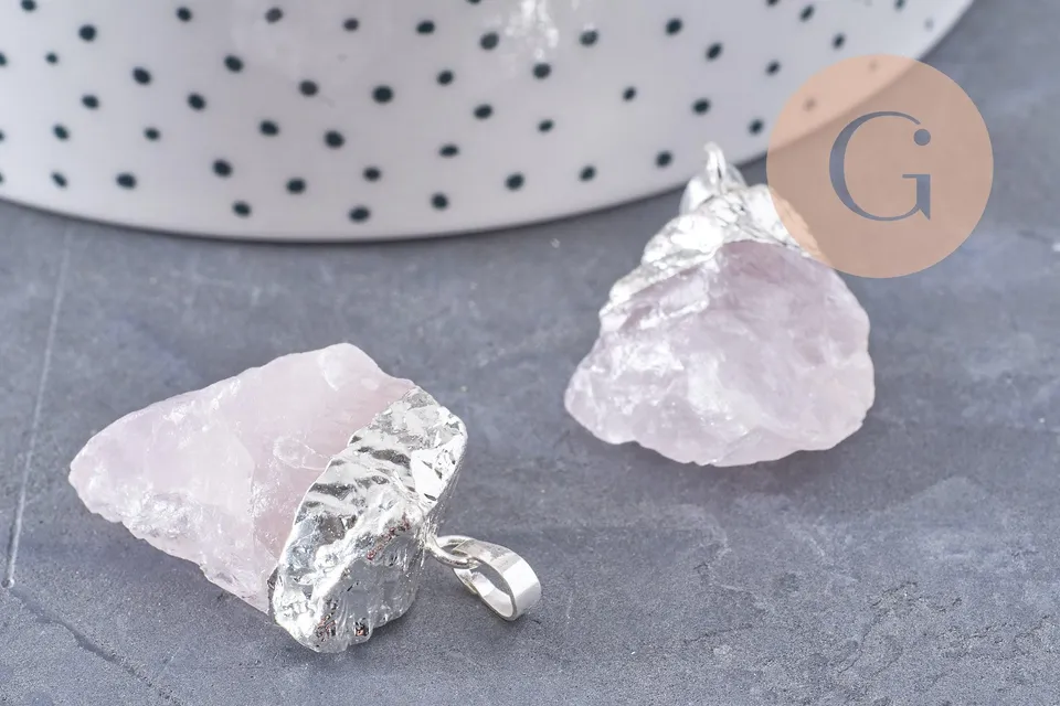 Gingerlily Pendentifs Pendentif quartz rose brut 22-55mm x1