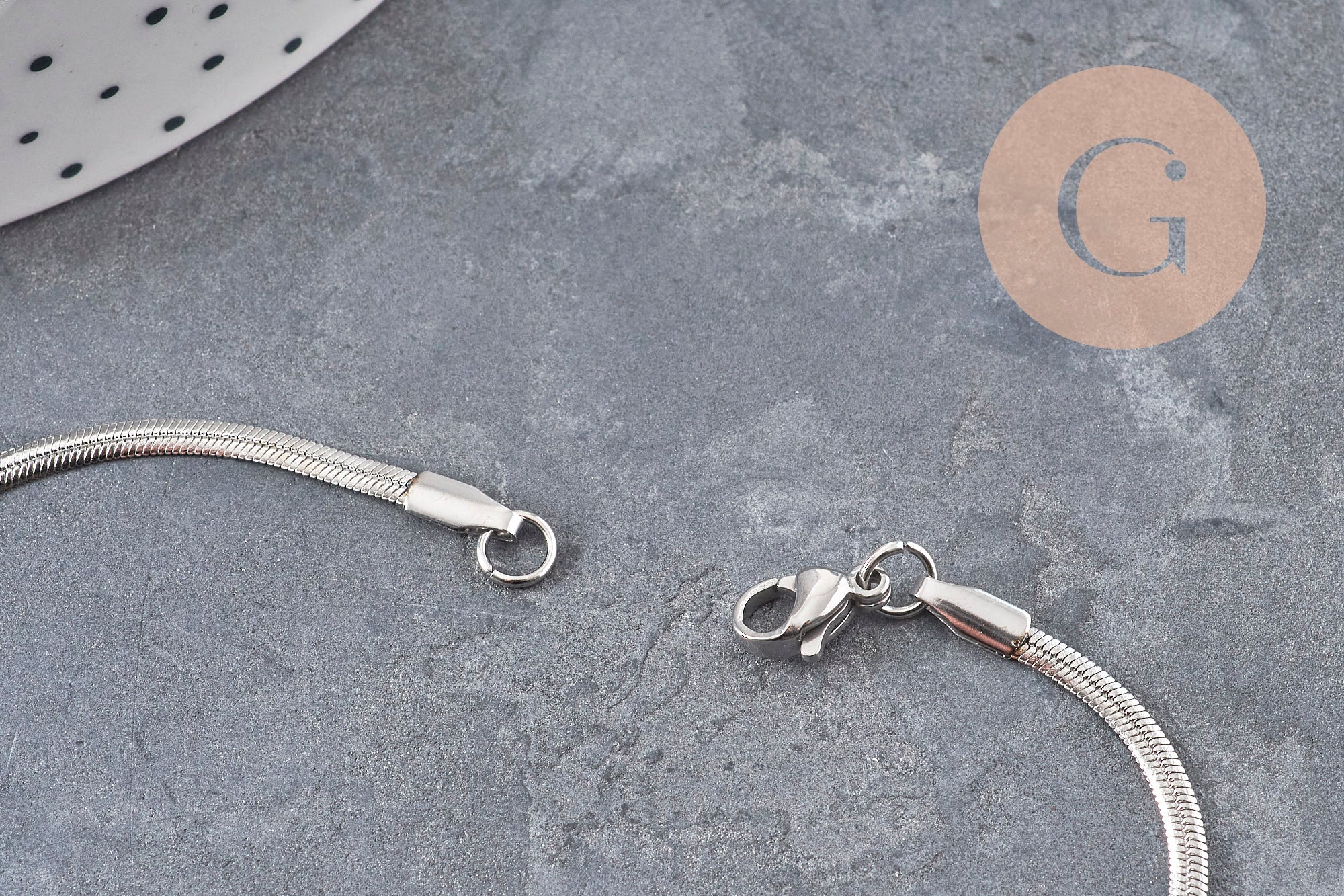Gingerlily Chaînes collier serpent acier platine 2,2mm 45cm x1