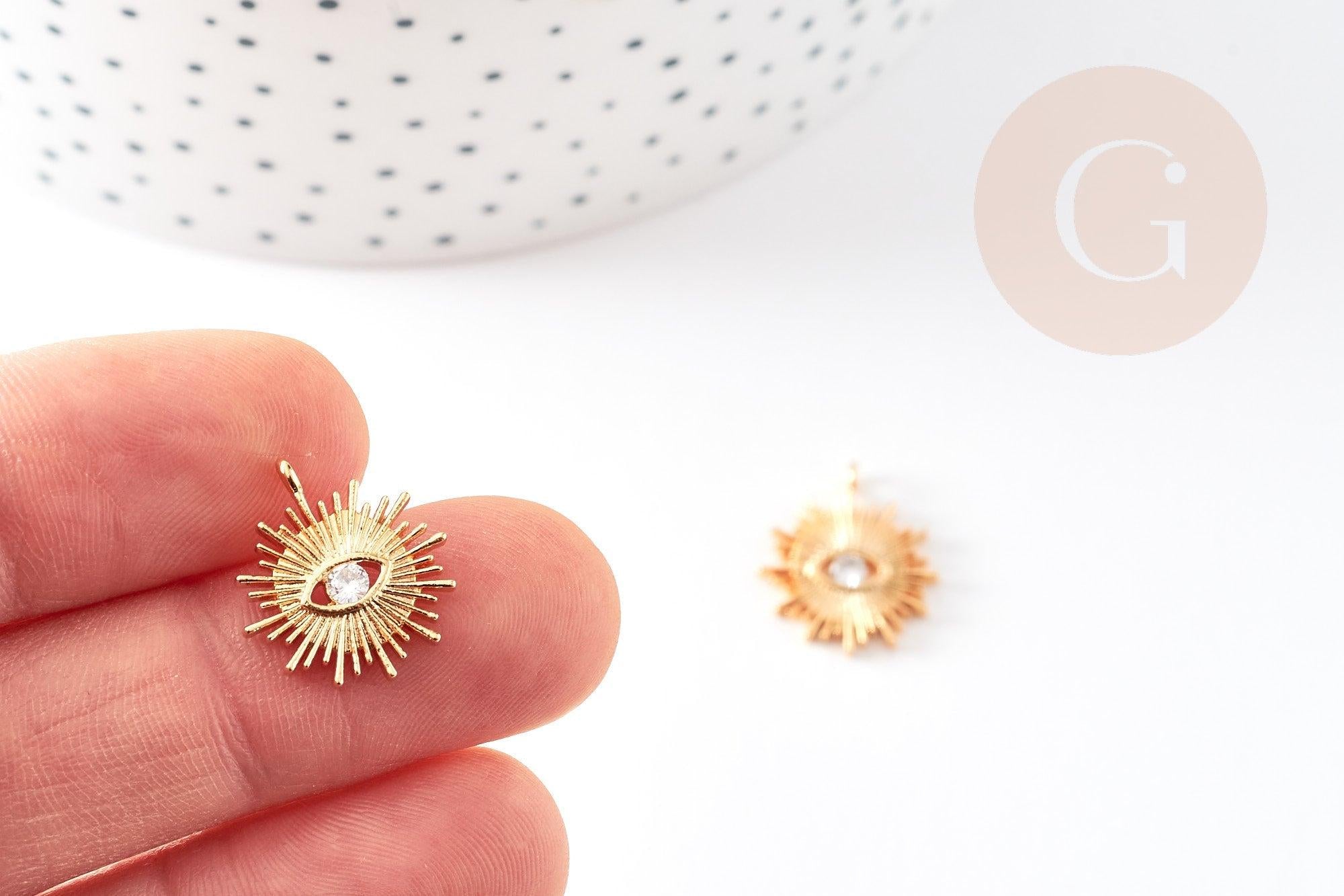Gingerlily Pendentif G10546 soleil zamac doré 18K zircon 16,5 mm