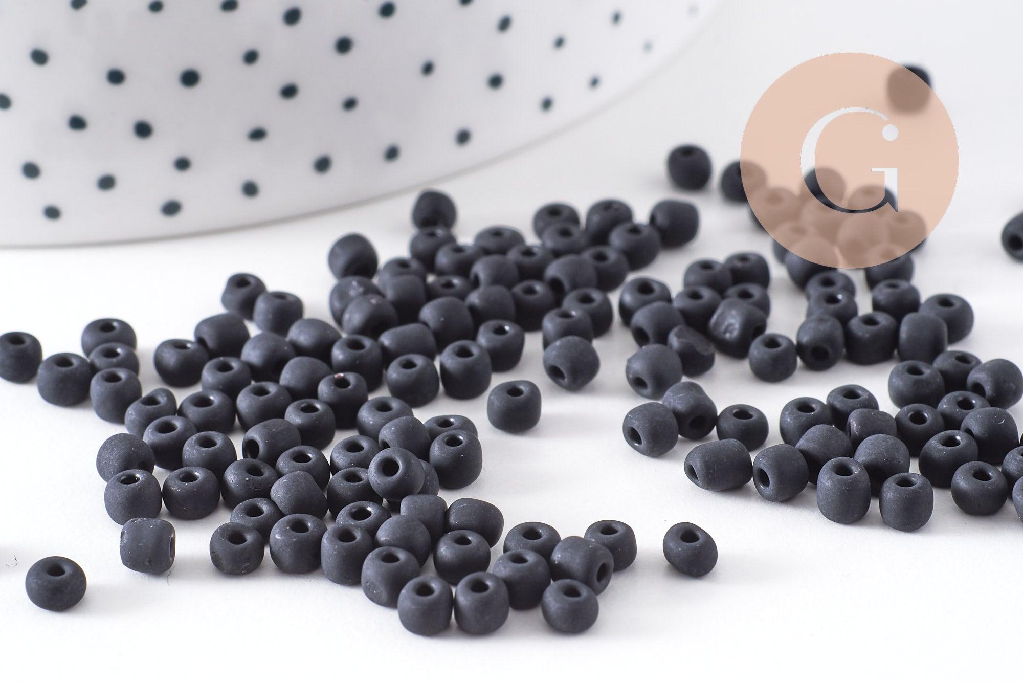Gingerlily Perles DIY G10400 perle rocaille verre noir mat 4mm 10g