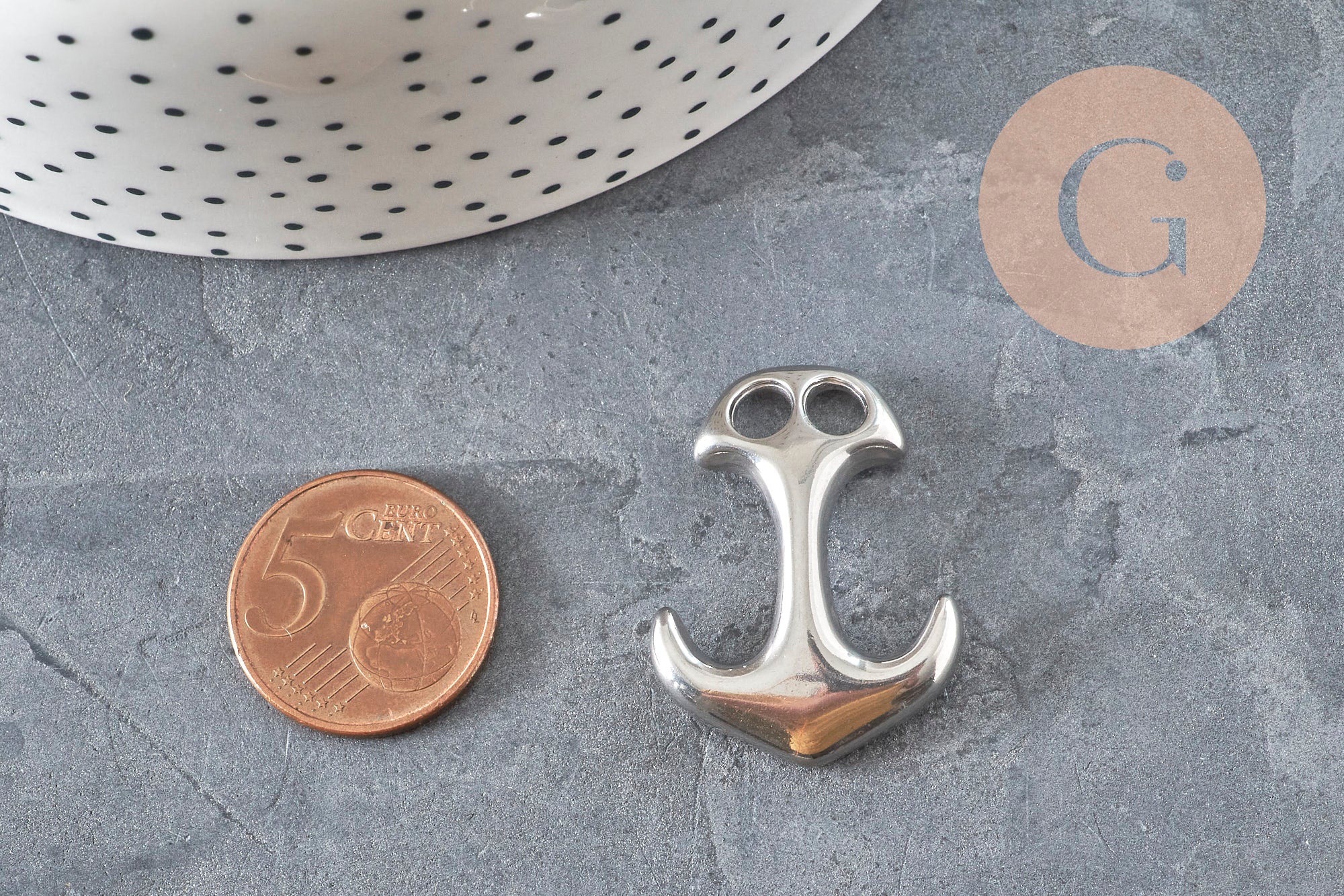 Gingerlily Apprêts G11288 fermoir ancre acier platine 31mm x1
