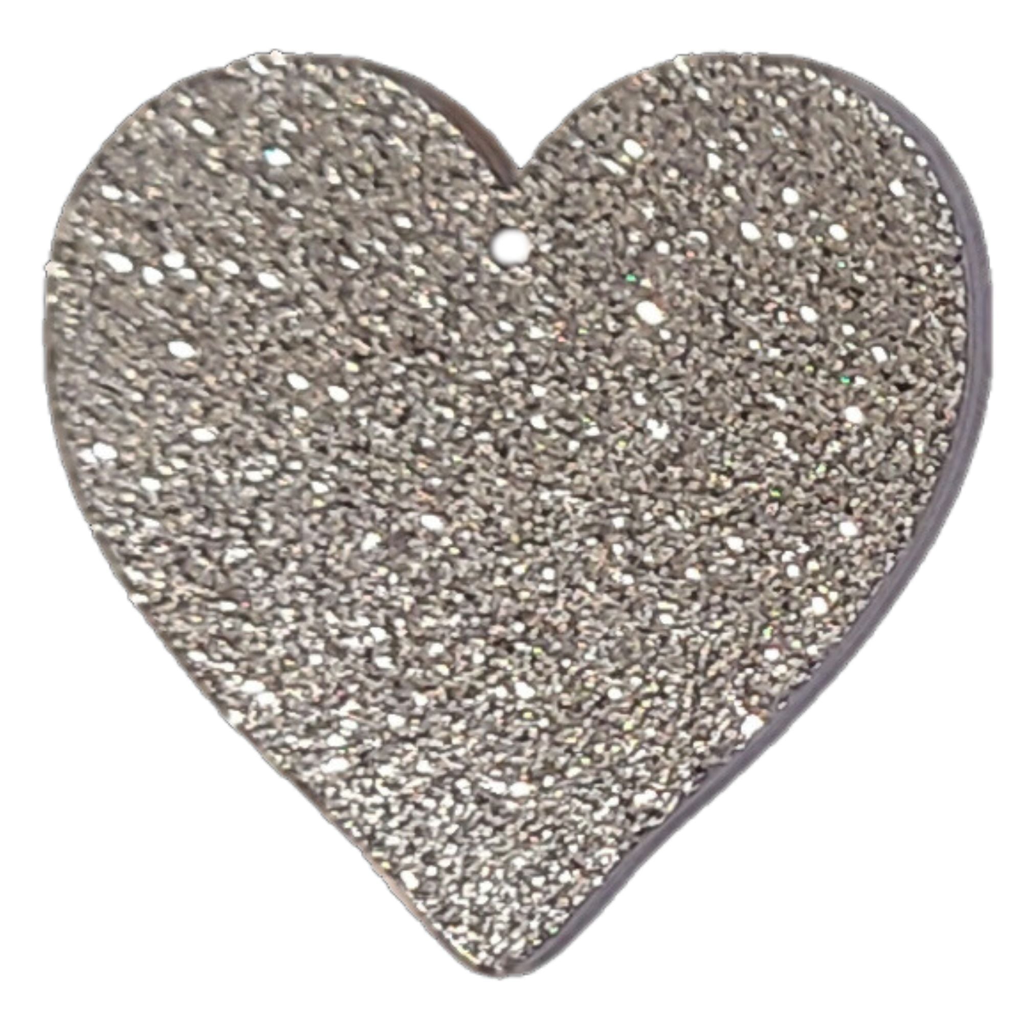 ARTSHOP Pendentif cœur résine Glitter argent x1 plat