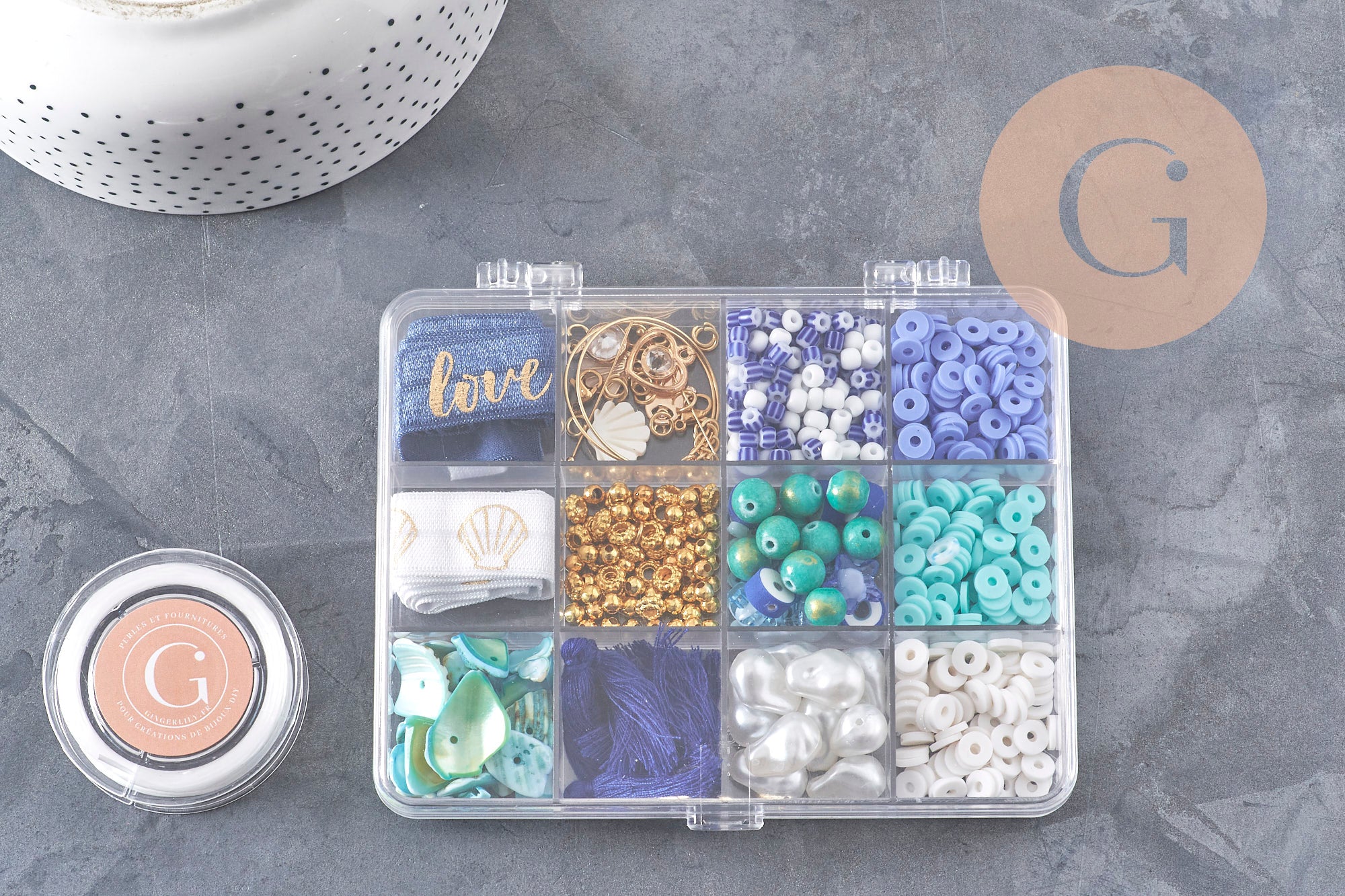 Gingerlily Kit Nacre & Coquillage bleu coffret bijoux DIY x1