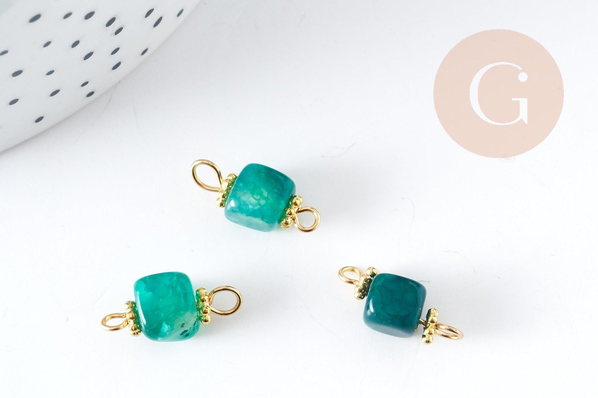 Gingerlily G9103 connecteur cube agate verte 17mm