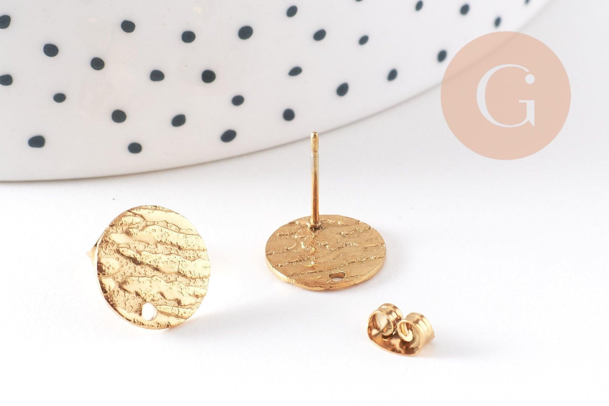 Gingerlily Apprêts G10488 clous-puces disque doré 12 mm la paire
