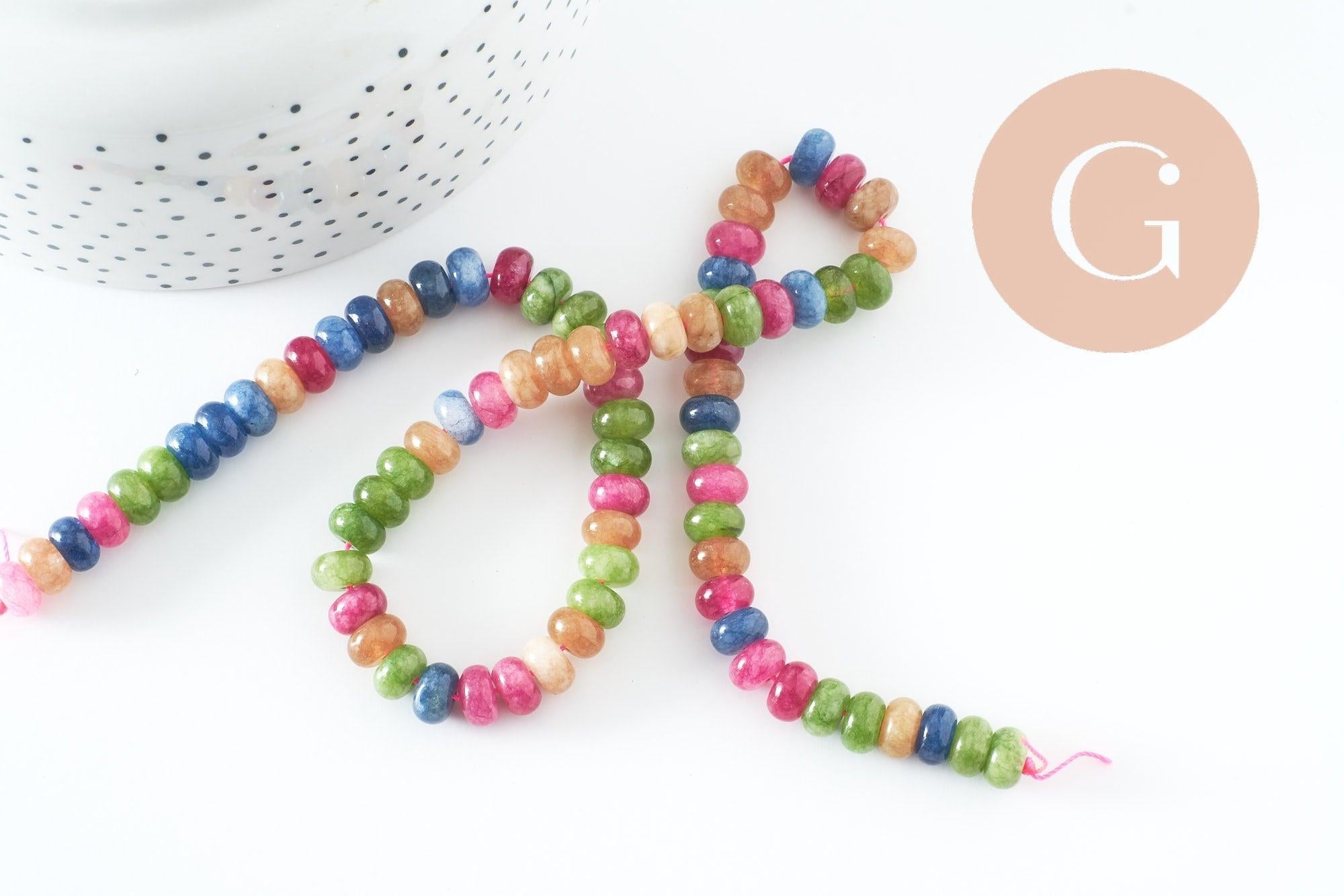 Gingerlily perles rondelle jade multicolore 8mm fil 37cm