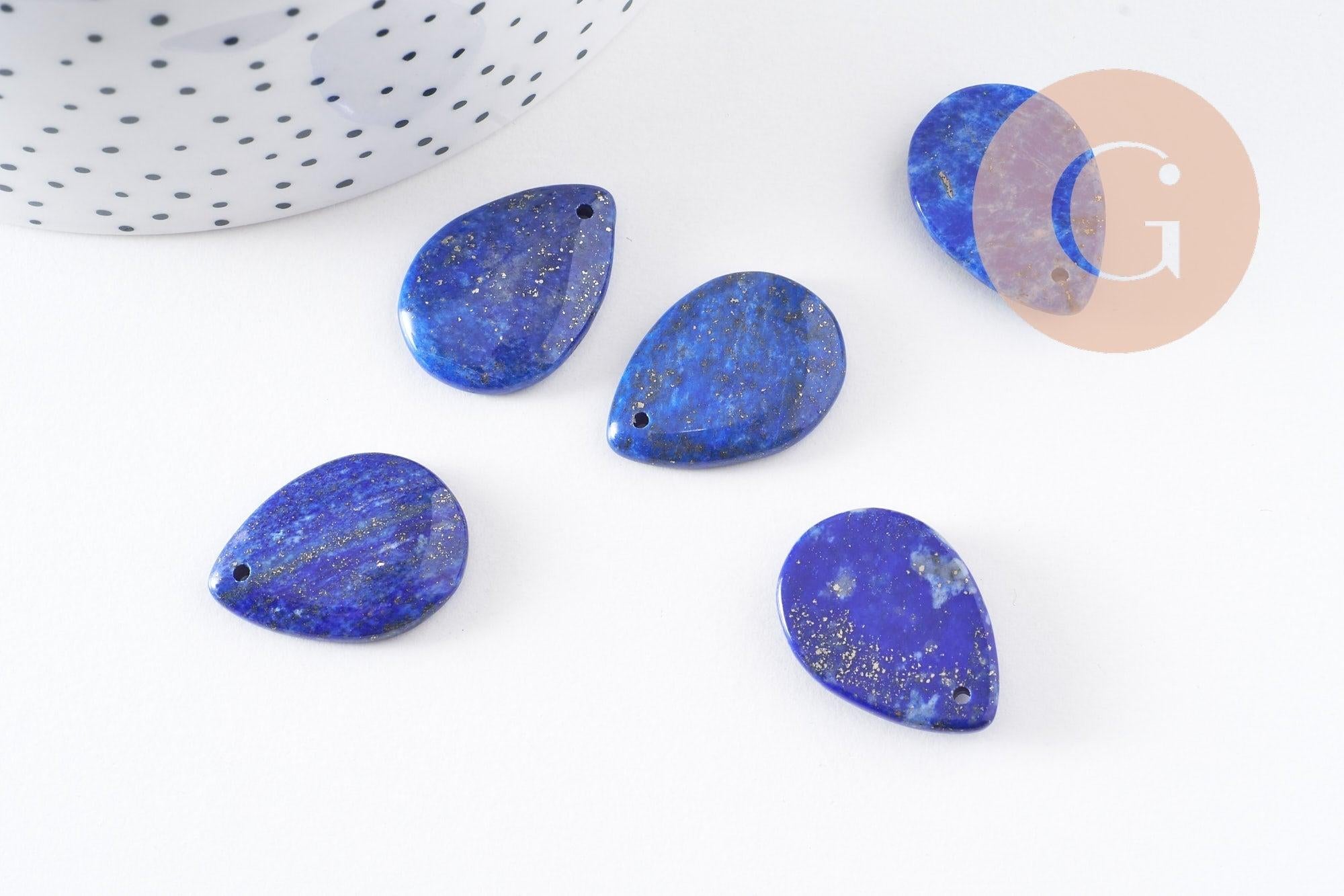 Gingerlily pendentif goutte lapis lazuli 25,5 mm x1 bleu