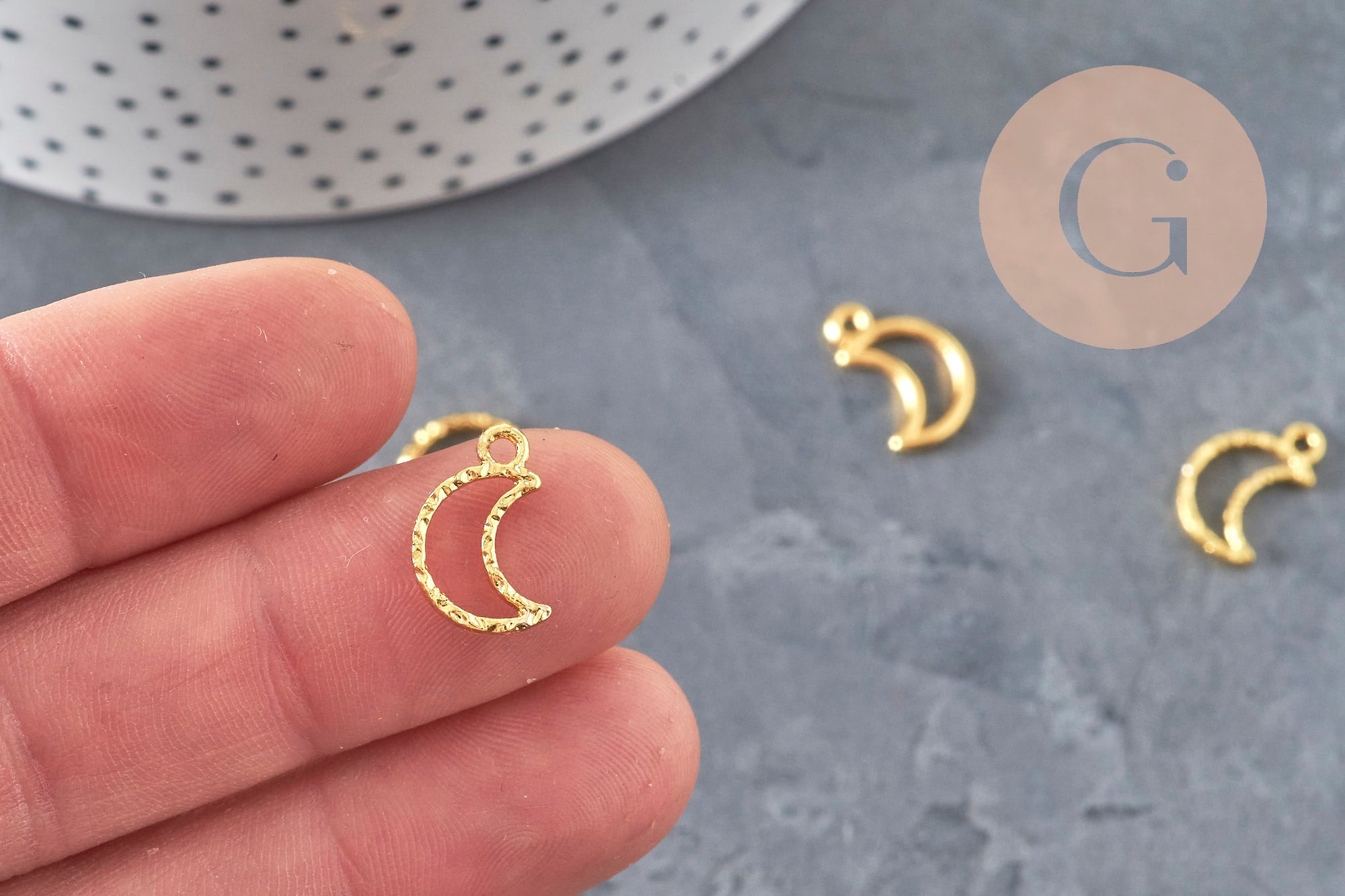 Gingerlily Pendentifs DIY G11221 breloque lune zamac doré 15mm x5