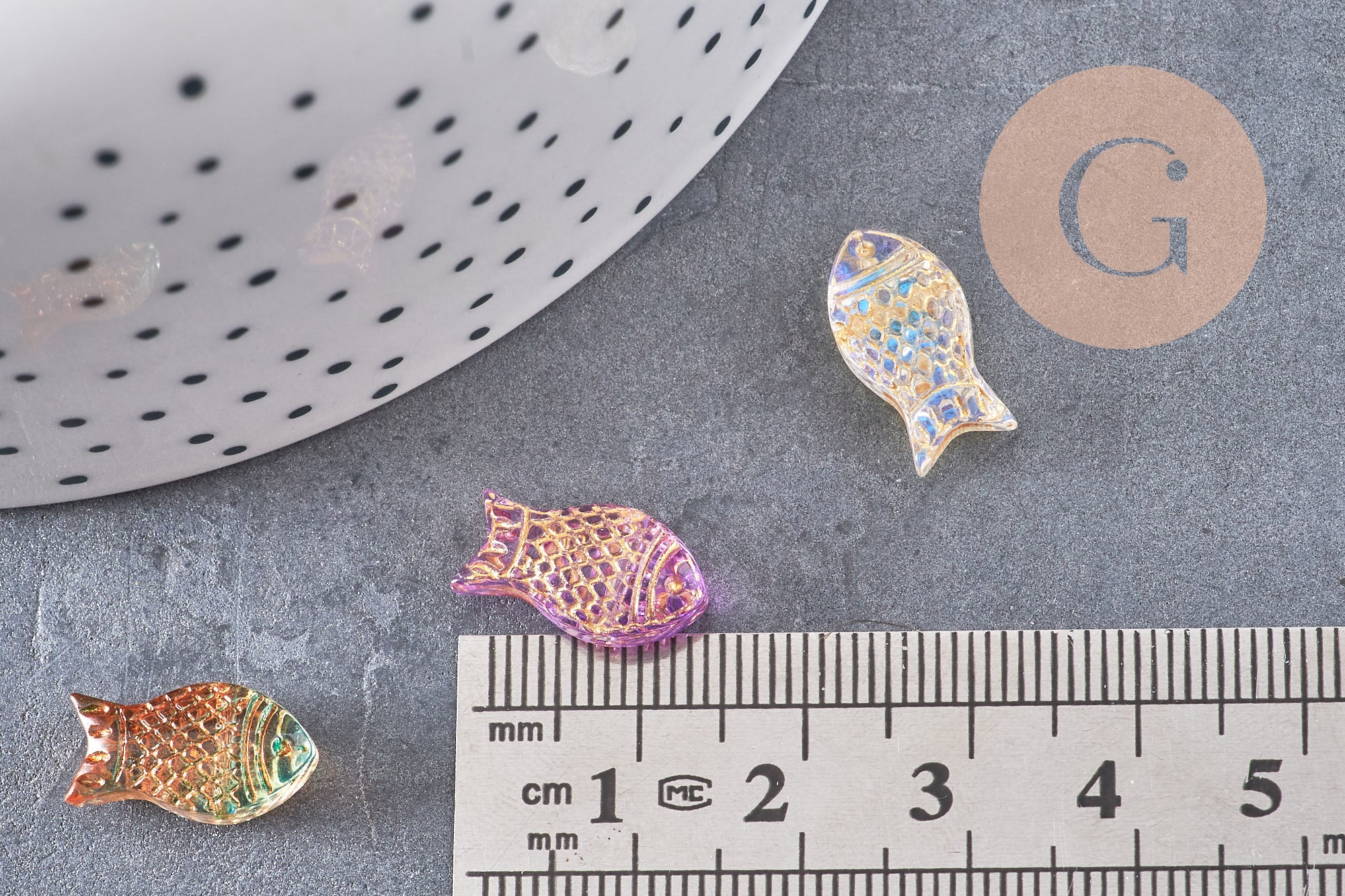Gingerlily Perle poisson G10822 verre multicolore 15,5mm x10