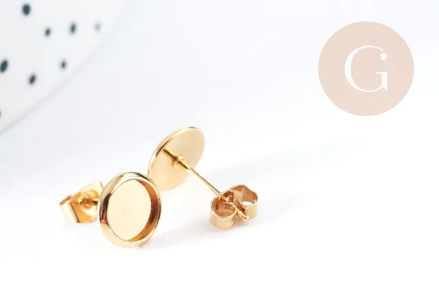 Gingerlily Supports puces G8922 laiton doré cabochon 6mm