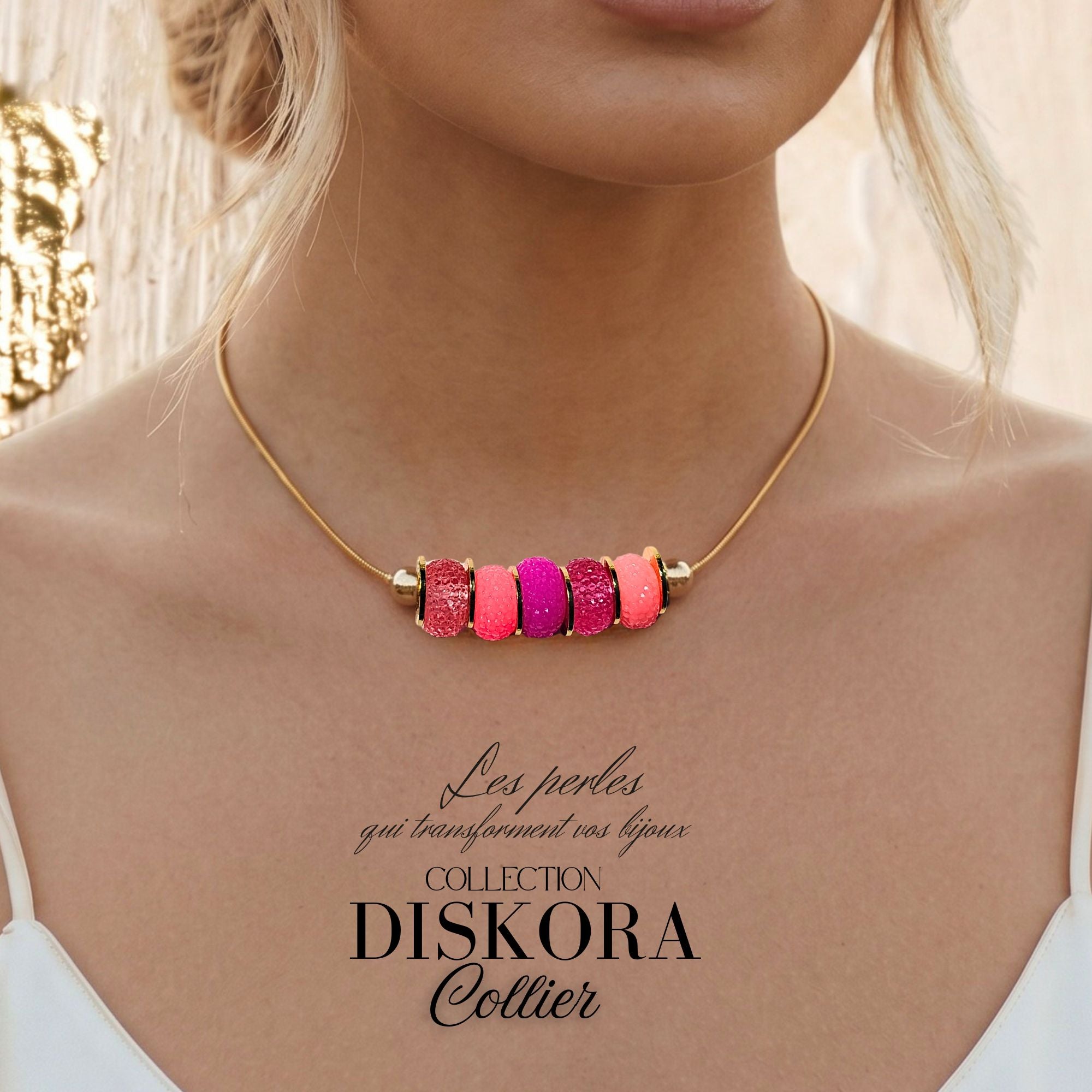 ARTSHOP Diskora Fraises collier acrylique kit ajustable