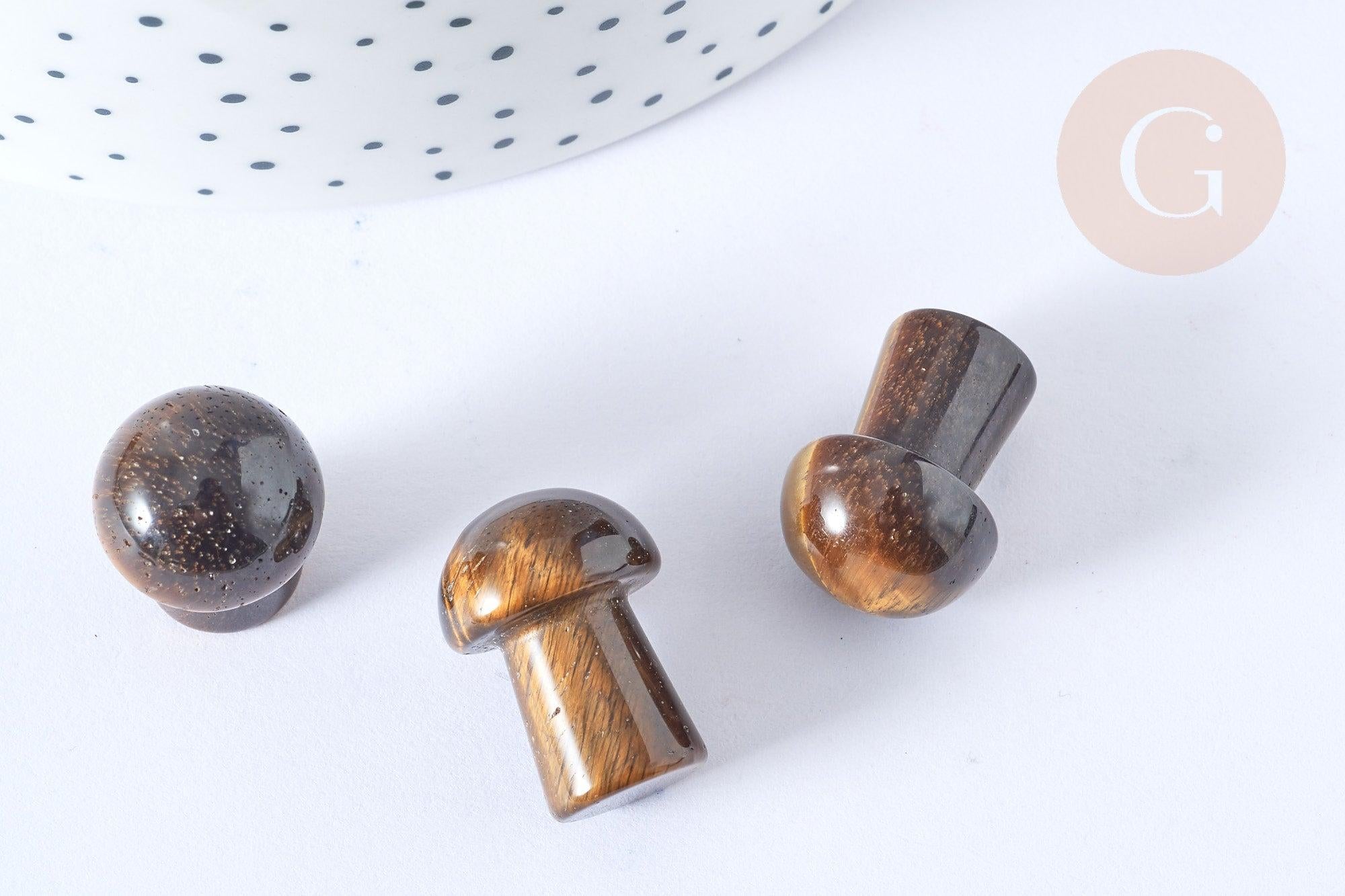 Gingerlily Perles G7552 champignon massage oeil de tigre 20mm