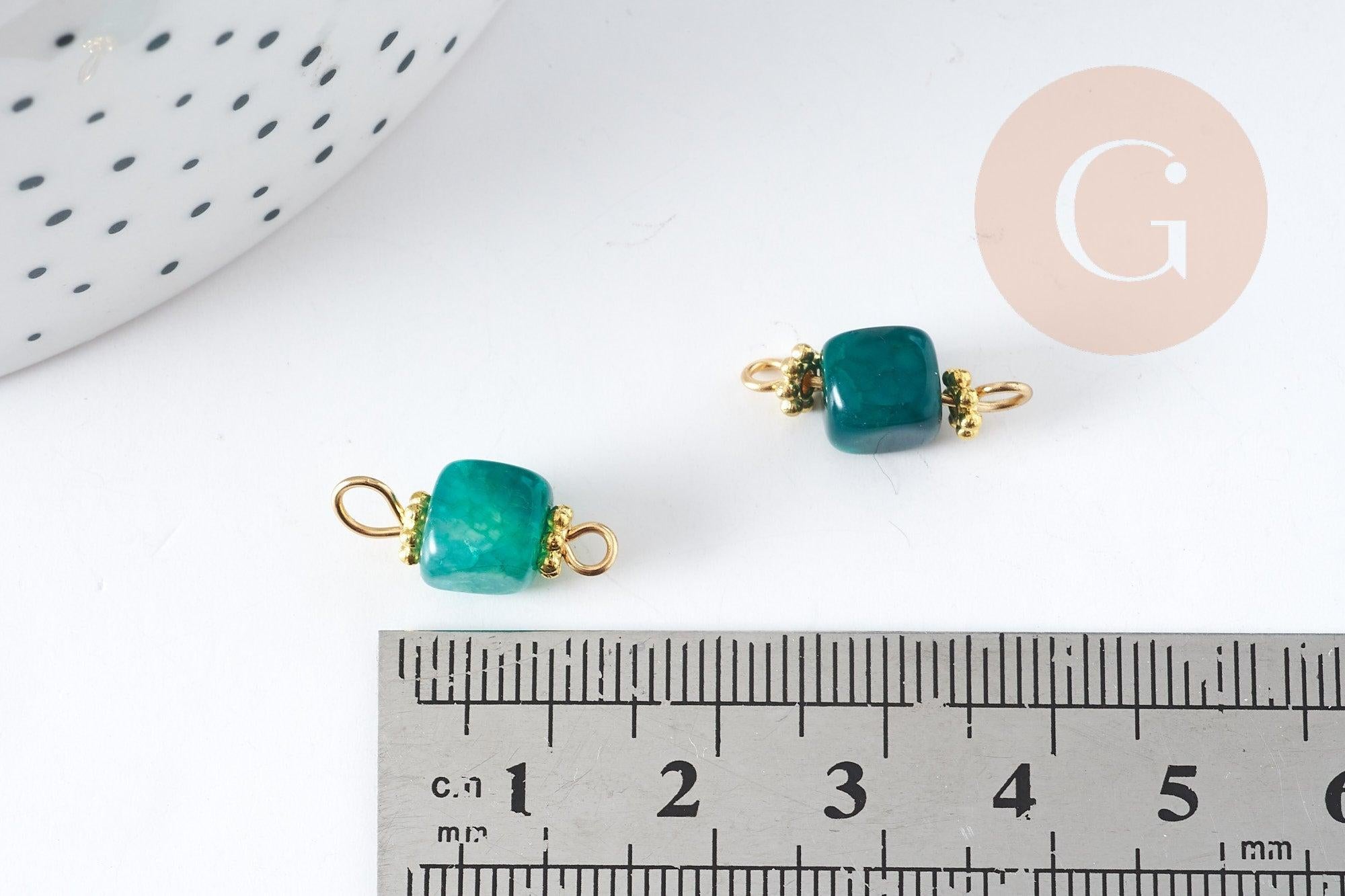 Gingerlily G9103 connecteur cube agate verte 17mm