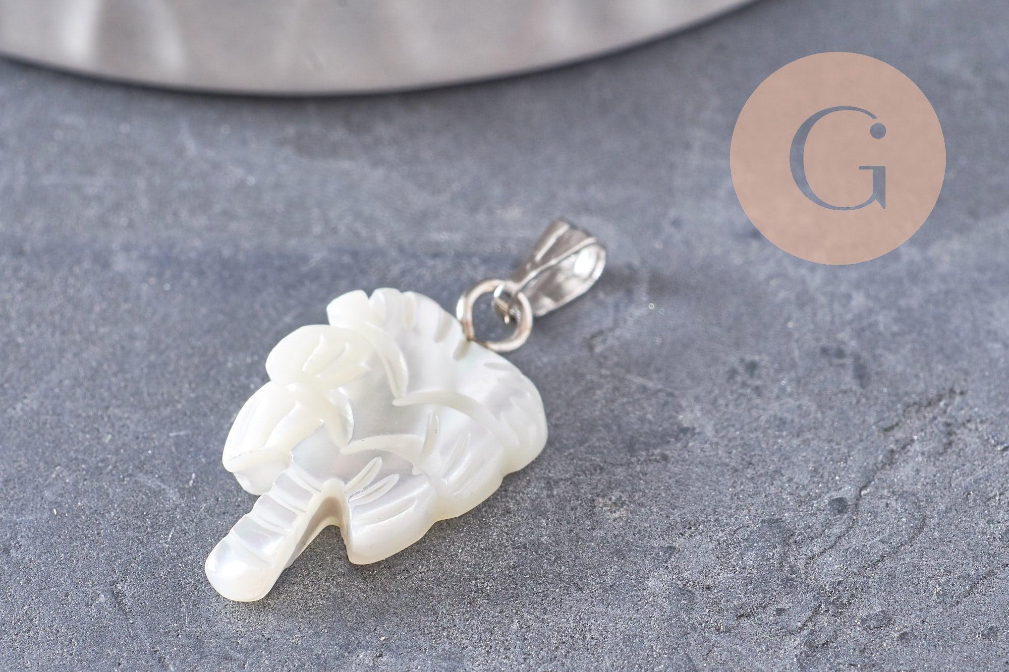 Gingerlily Pendentifs G9918 pendentif palmier nacre blanche 20,5mm