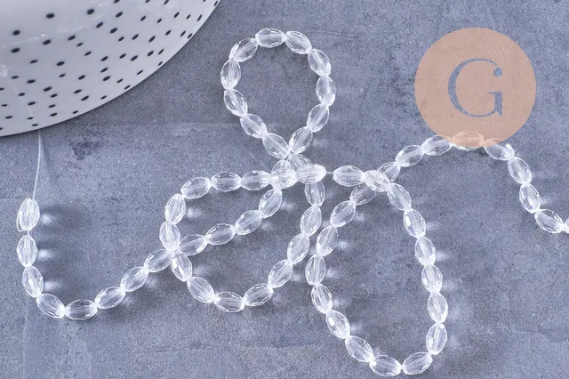 Gingerlily Perles ovale G10584 perles verre transparent 38cm