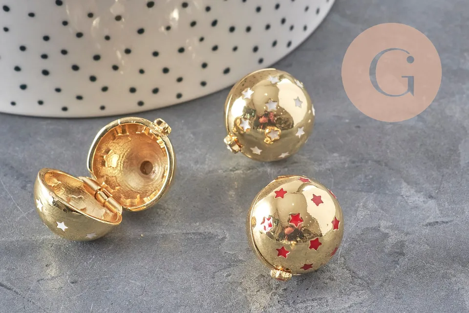 Gingerlily G11147 pendentif locket boule doré étoiles 25mm x1