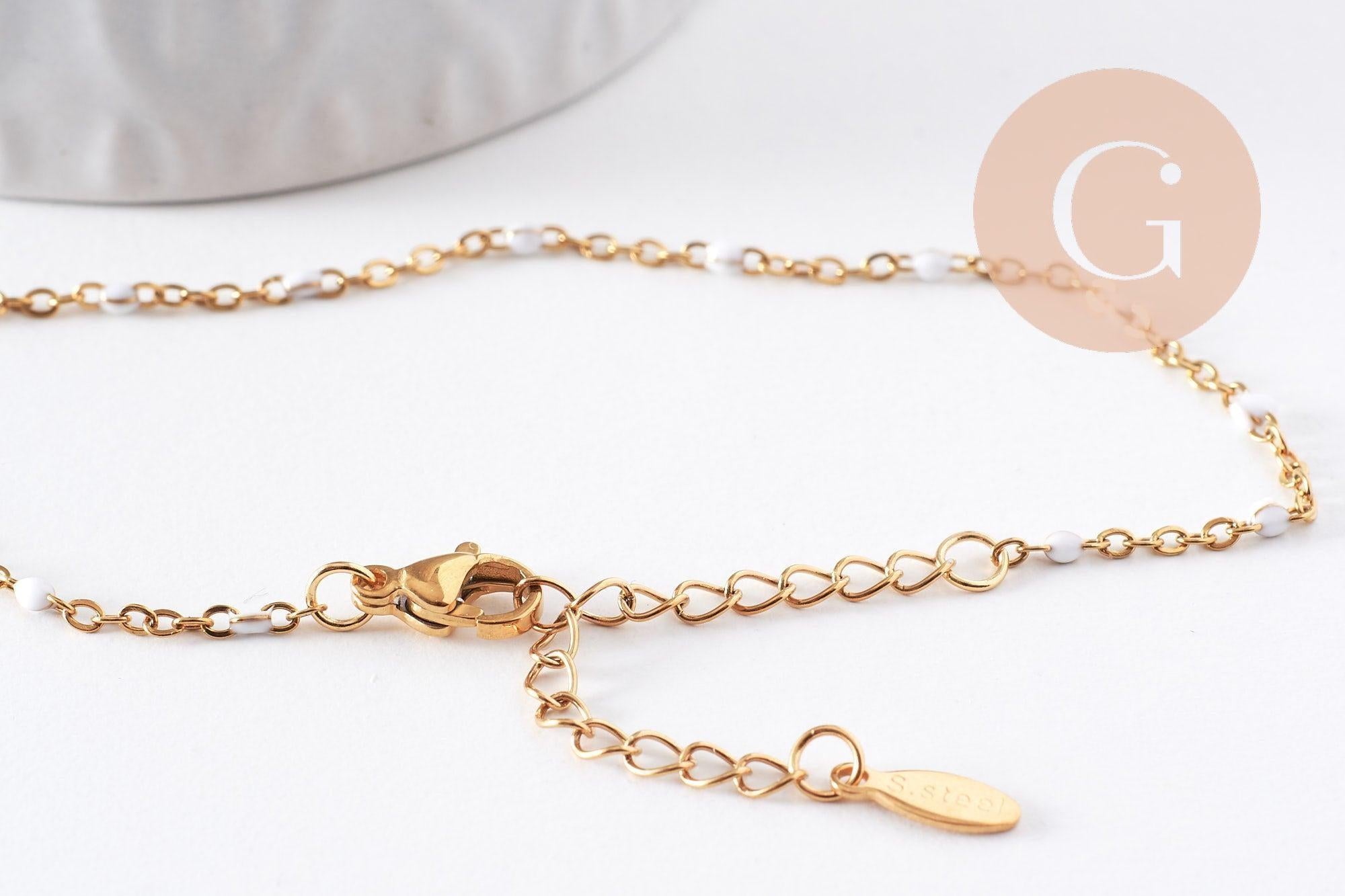 Gingerlily G10229 Bracelet Chaîne Doré Résine Blanche 20,5 cm