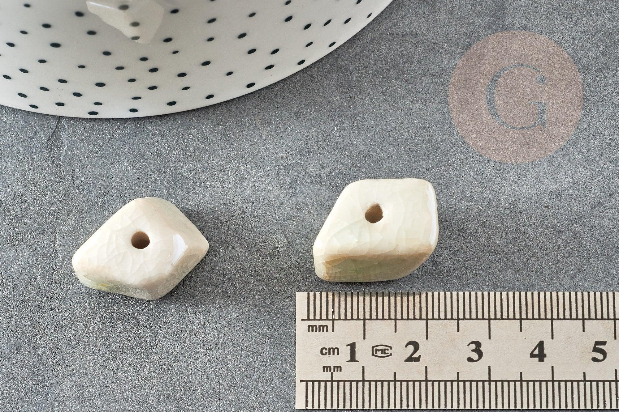 Gingerlily Perles Pépite Céramique Blanche 20mm x10