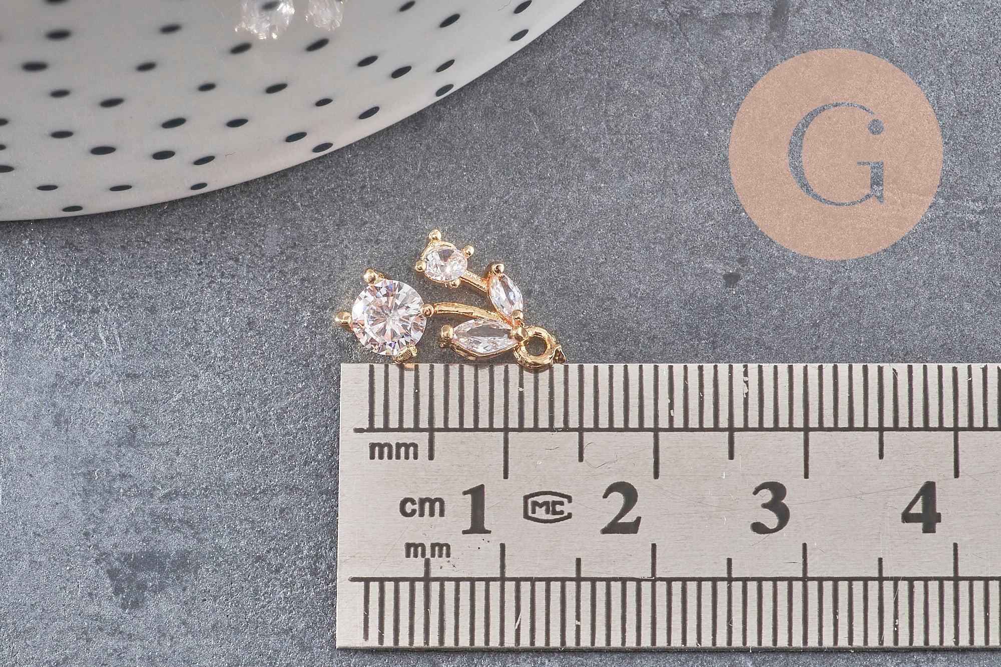 Gingerlily Pendentifs cerise G7567 doré zircon 14mm