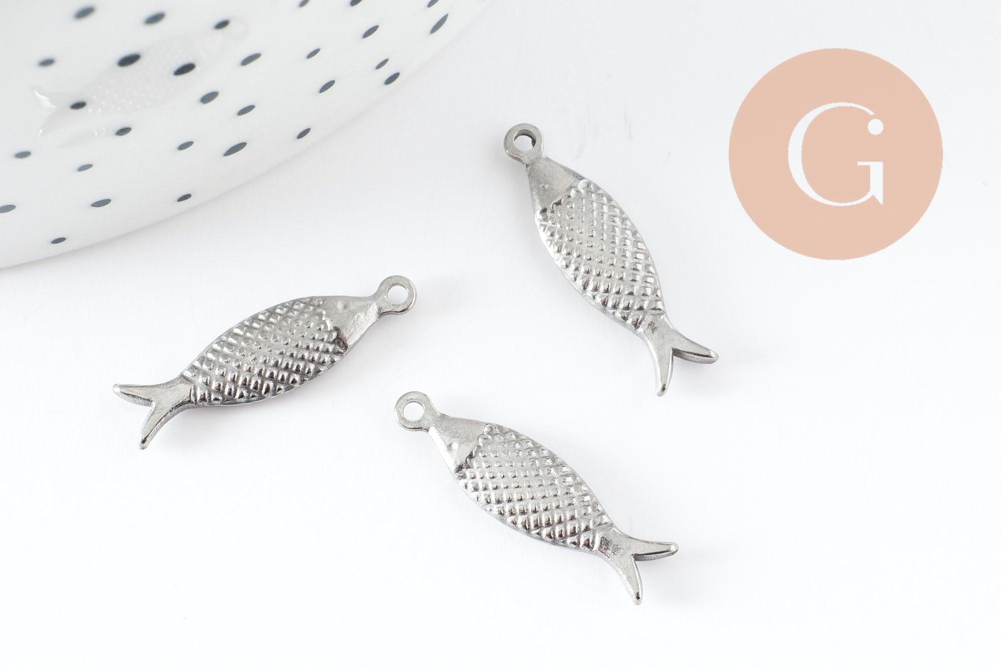 Gingerlily Breloque poisson G9536 acier inoxydable 21mm x1
