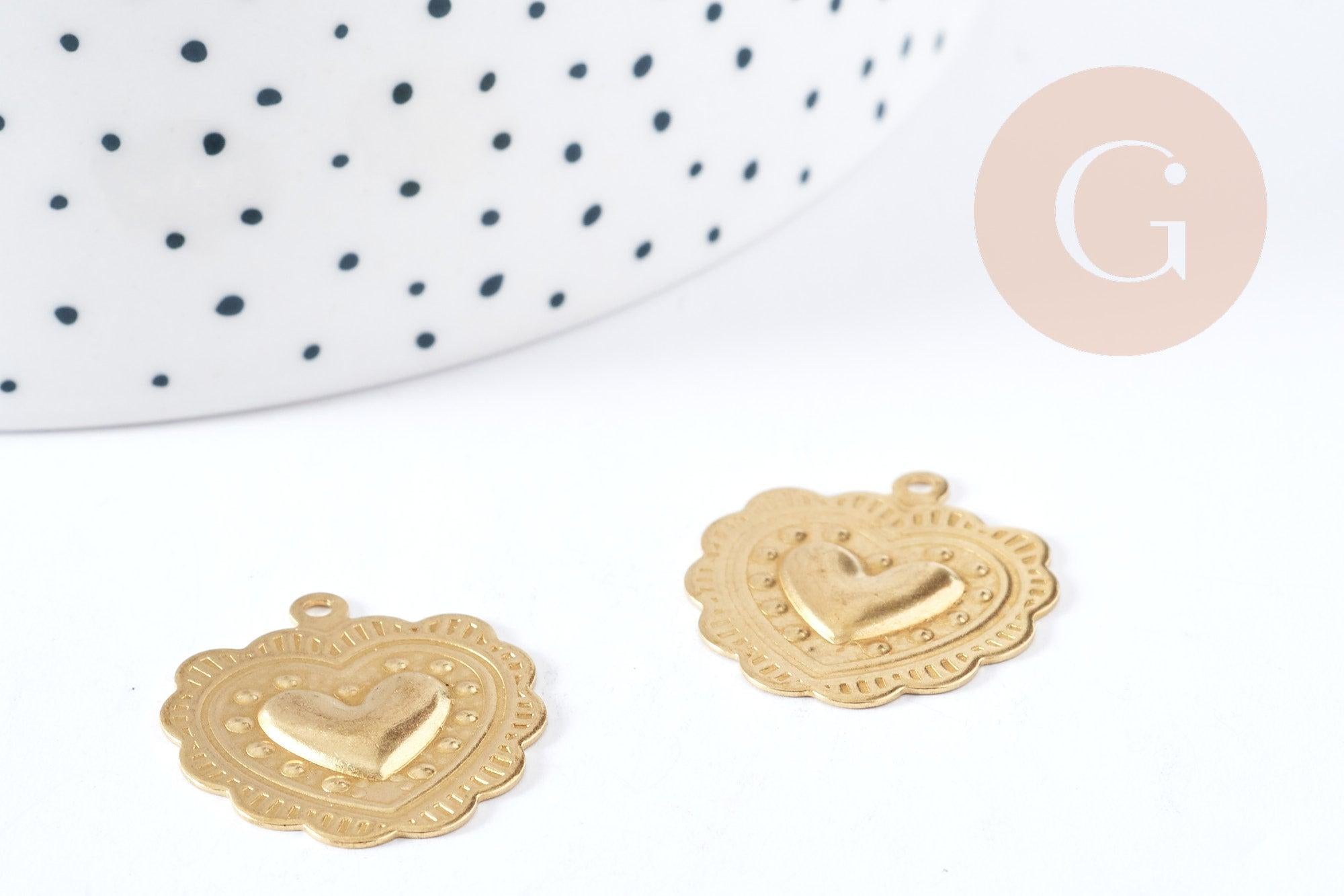 Gingerlily G8950 pendentif cœur laiton brut 22mm
