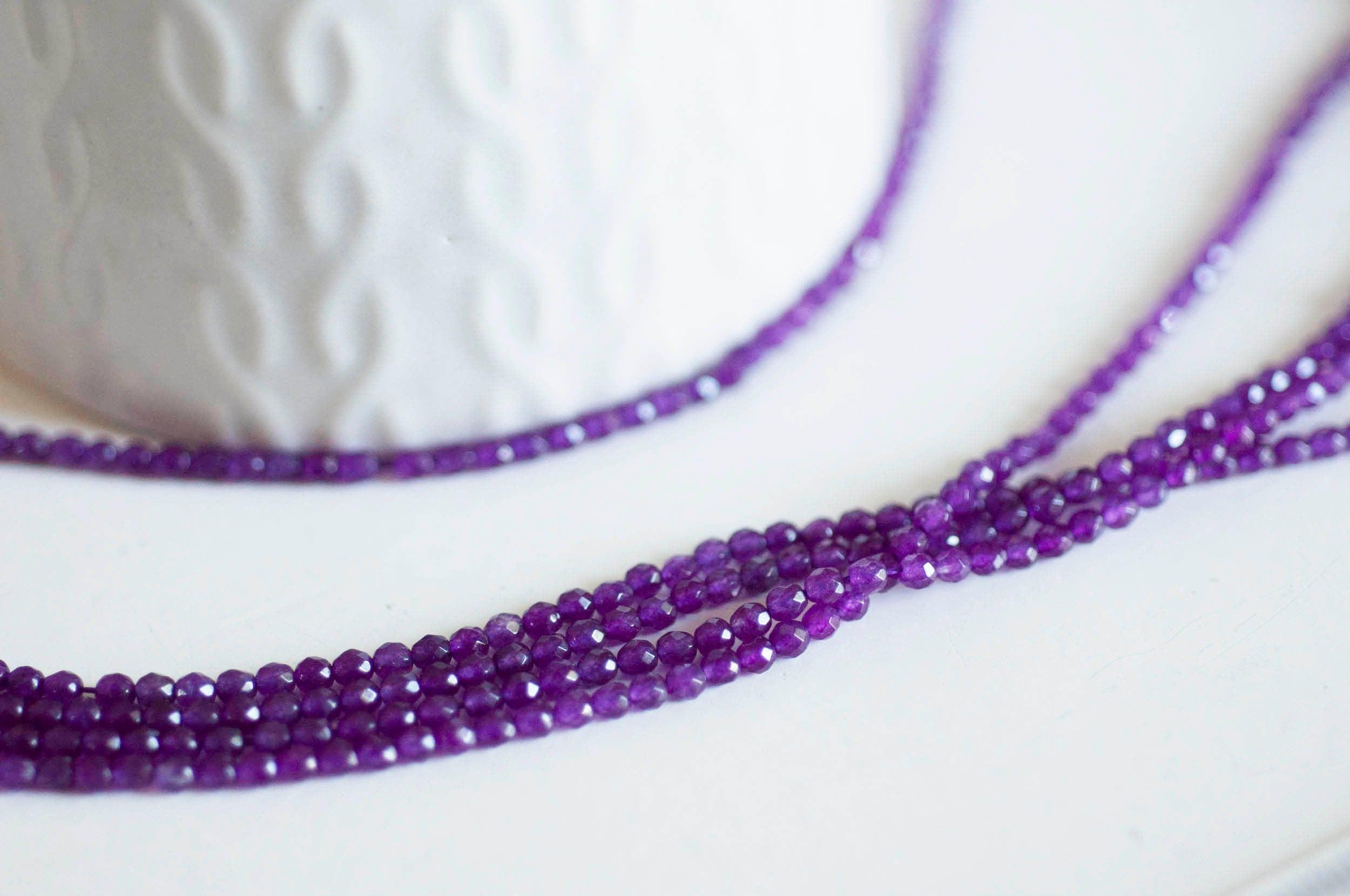 Gingerlily Perles jade violet facetté 2mm fil 180 perles