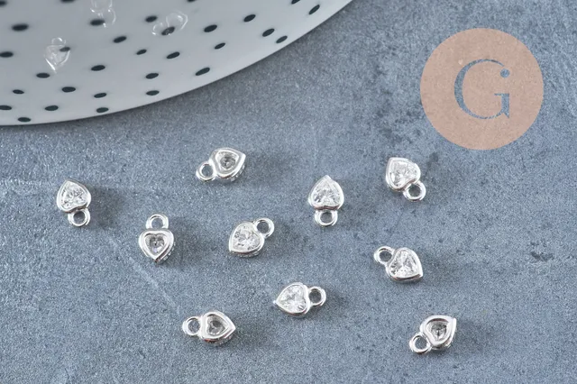 Gingerlily Pendentif cœur argent 925 zircon 6mm x1