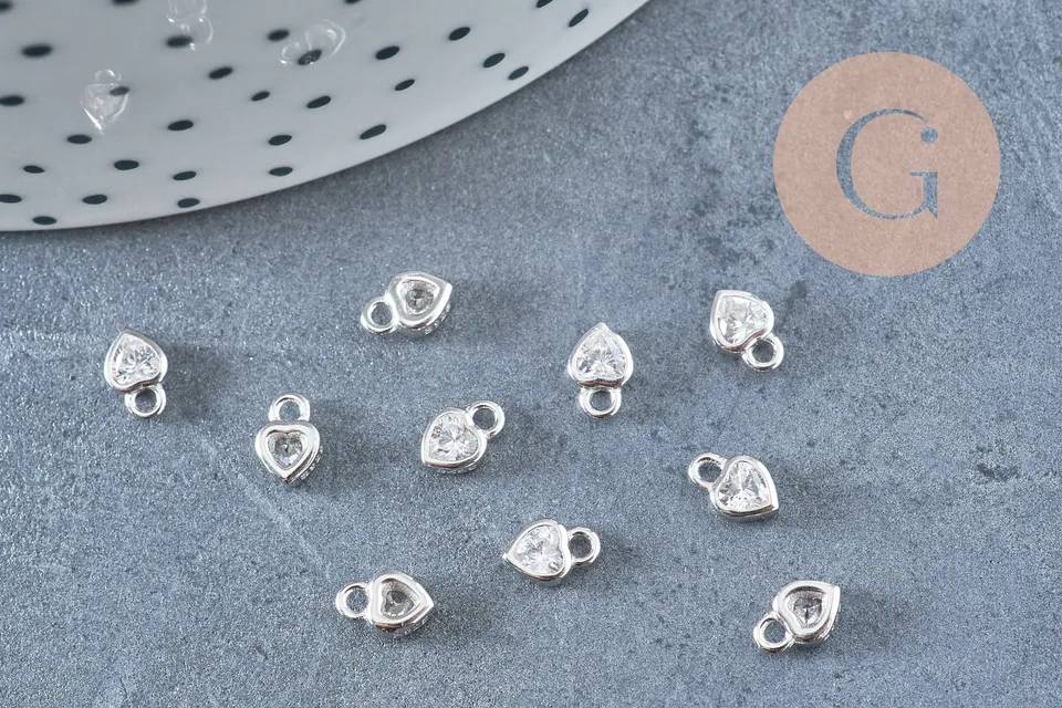 Gingerlily Pendentif cœur argent 925 zircon 6mm x1