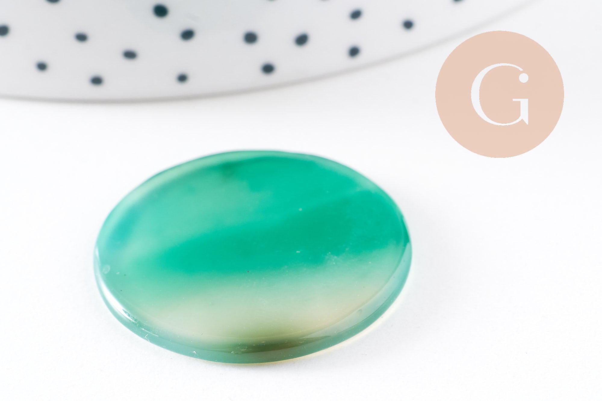 Gingerlily Cabochon rond onyx verte 30mm x1 naturelle polie