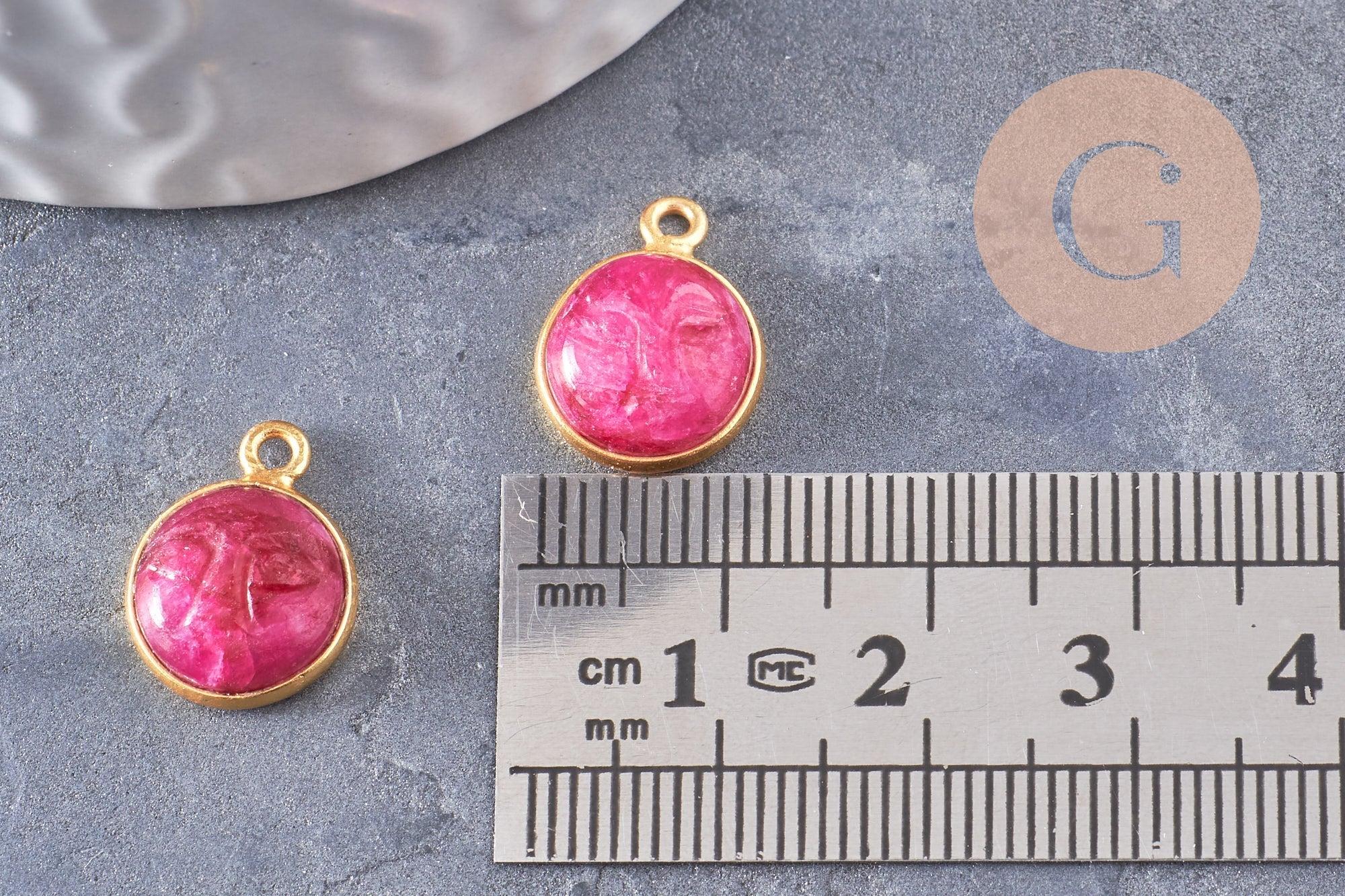 Gingerlily Pendentifs visage lune rubis G9878 19mm doré