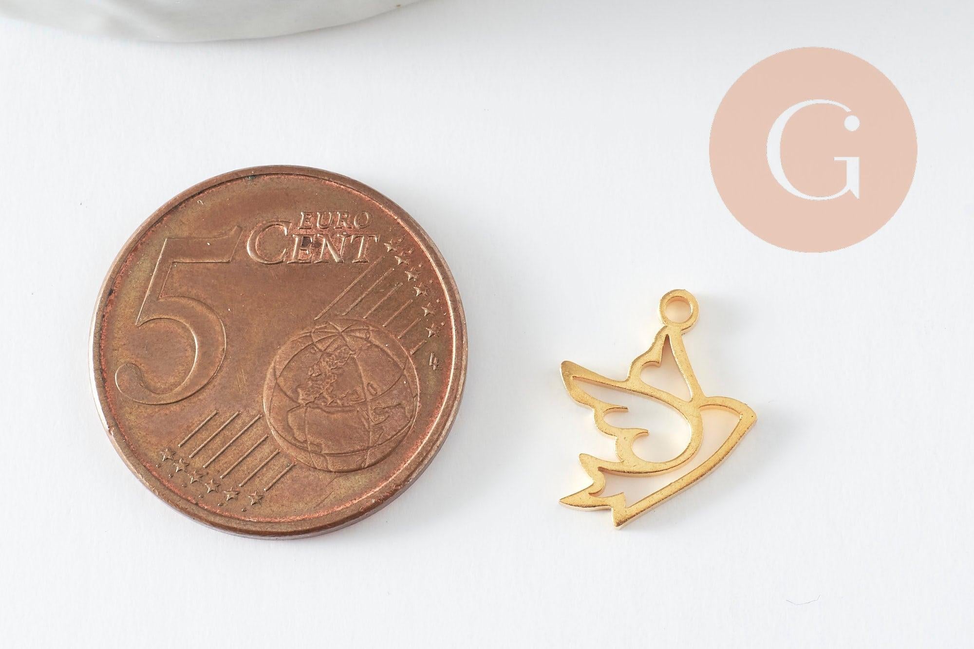 Gingerlily Colombe pendentif oiseau acier doré 14mm unité