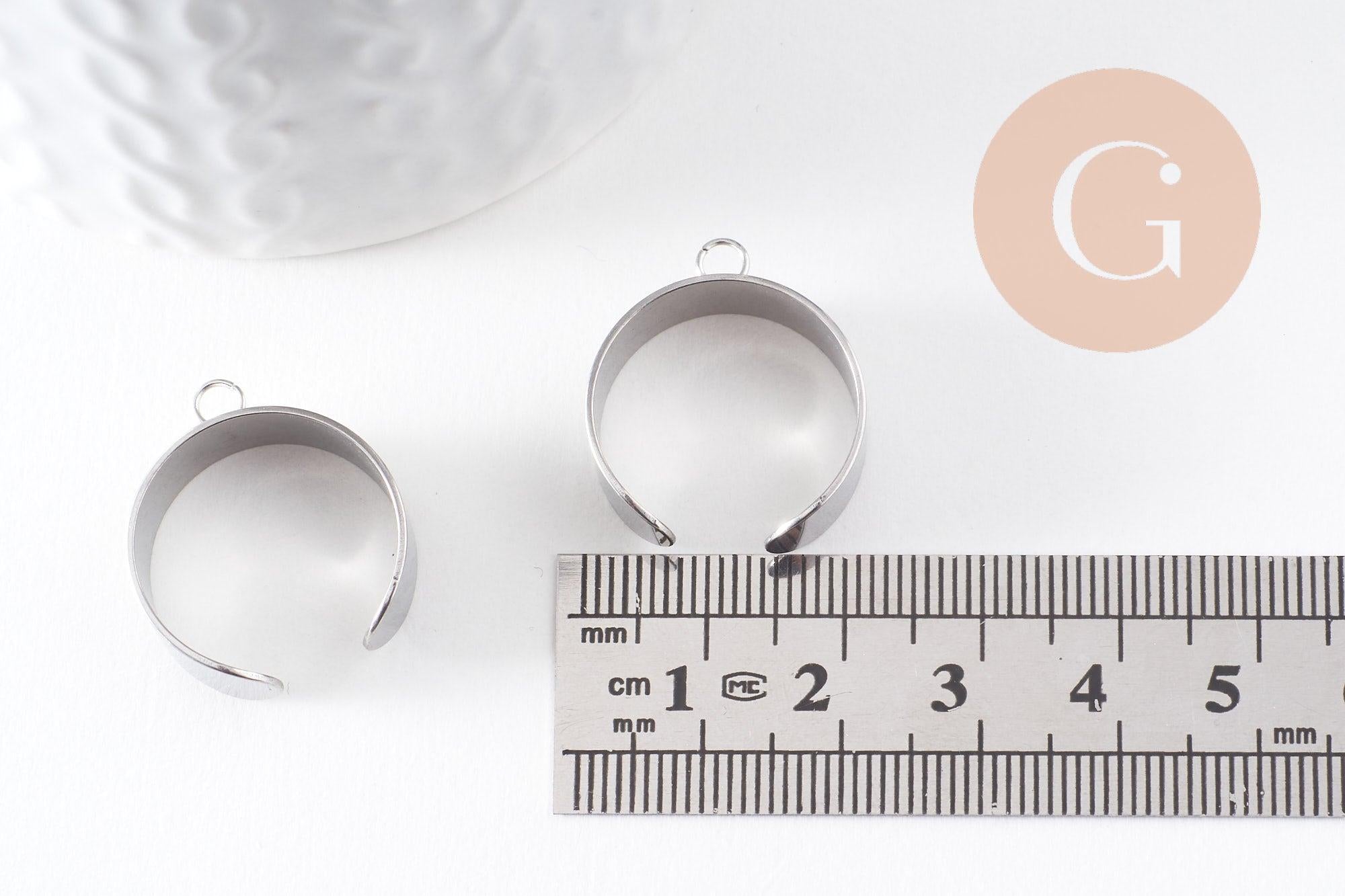 Gingerlily Perles G9979 bague réglable acier platine anneau 8mm x2