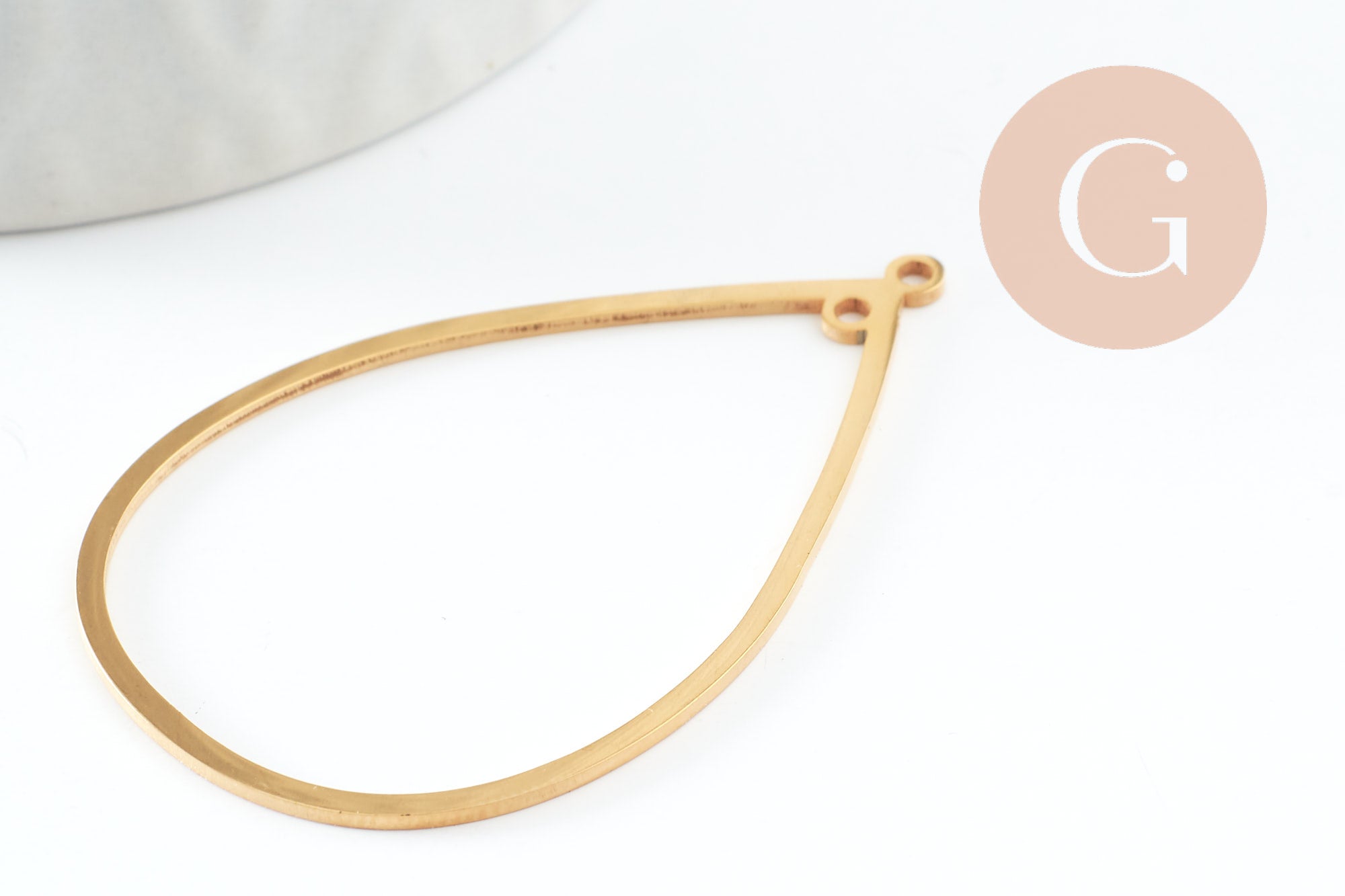 Gingerlily Pendentifs G9521 goutte évidée acier doré 42mm
