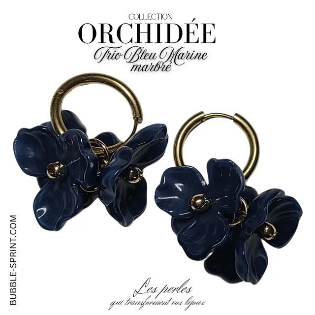 ARTSHOP Trio d'Orchidées créoles marine marbré kit