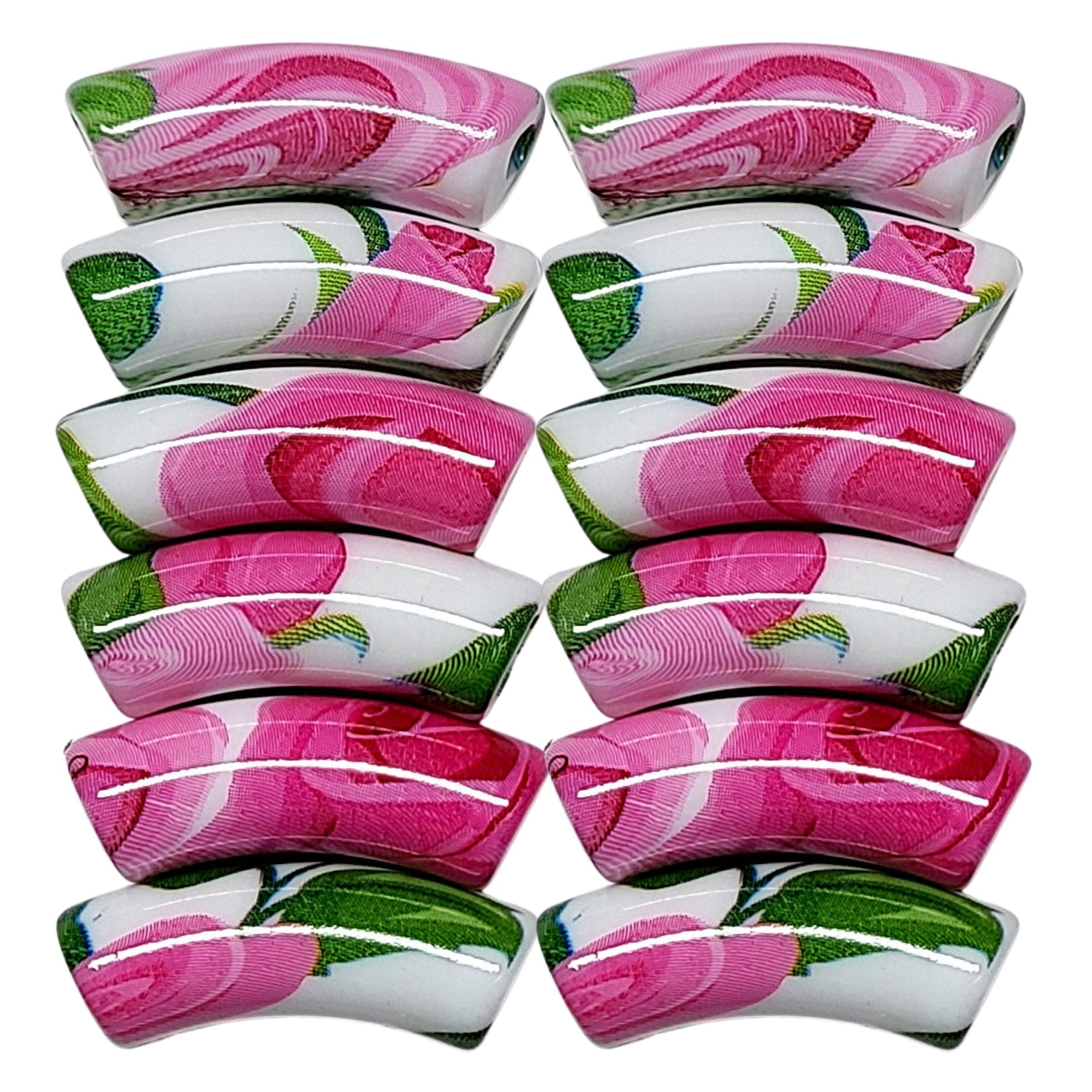 ARTSHOP Tubes DESIGN 1014 fleurs 12MM perle rose x1