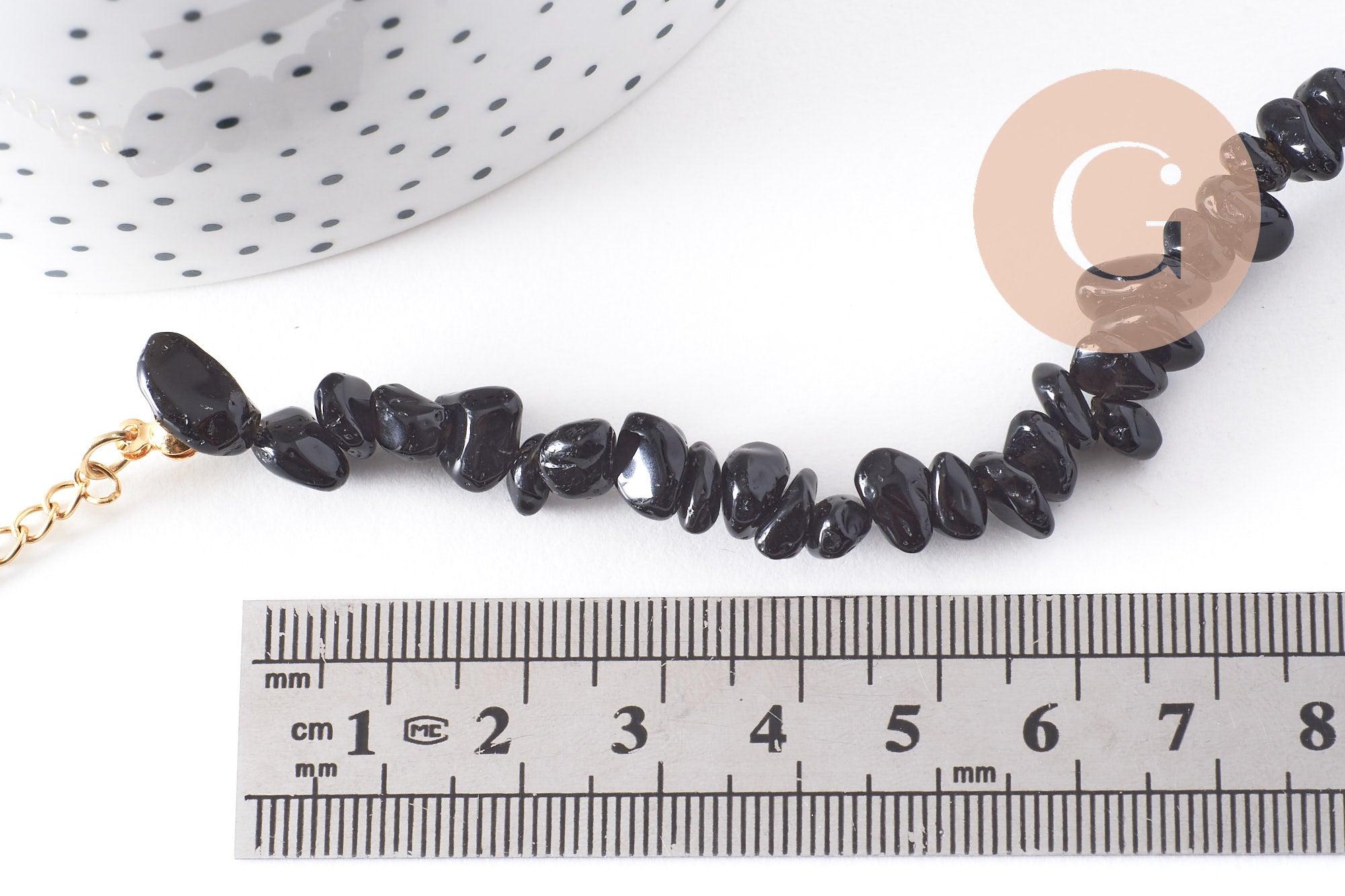 Gingerlily Obsidienne G10266 collier pierre noire chips 40cm x1