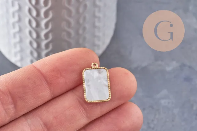 Gingerlily Pendentifs G9935 pendentif nacre rectangle doré 18,5 mm