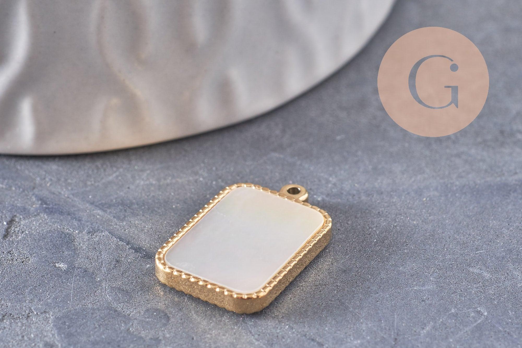 Gingerlily Pendentifs G9935 pendentif nacre rectangle doré 18,5 mm