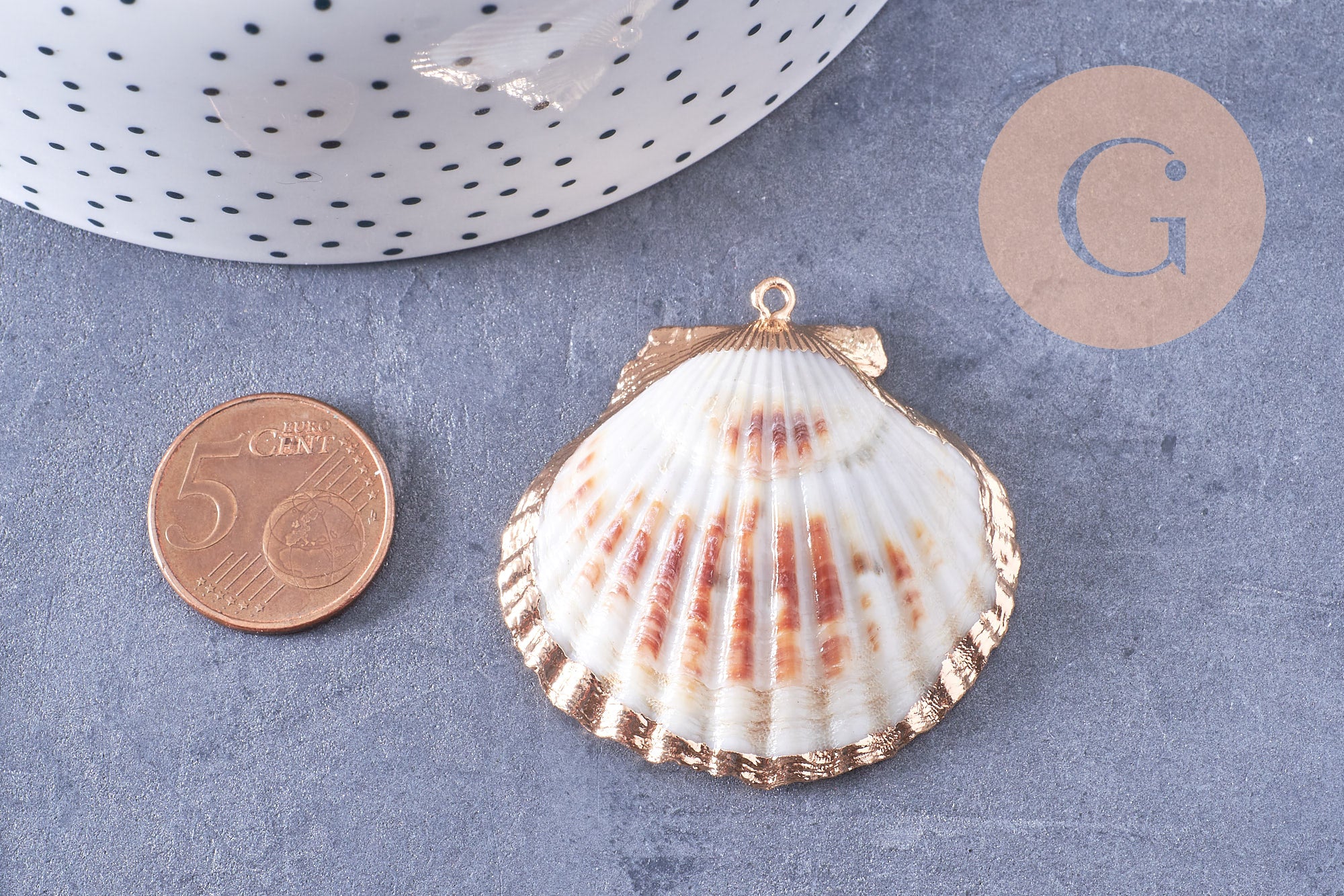 Gingerlily Pendentifs G7163 coquillage naturel doré 40-51mm